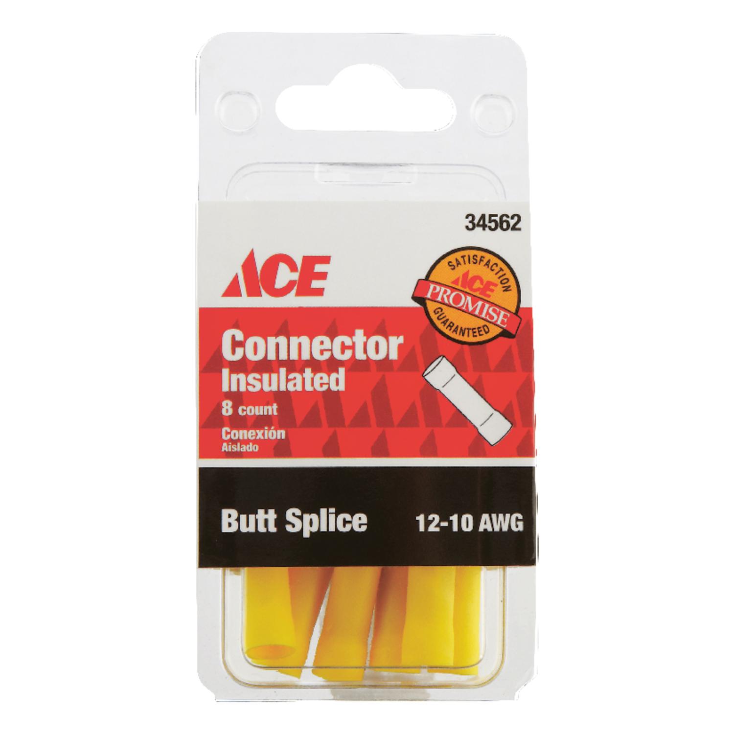Ace Insulated Wire Butt Connector Yellow 8 pk