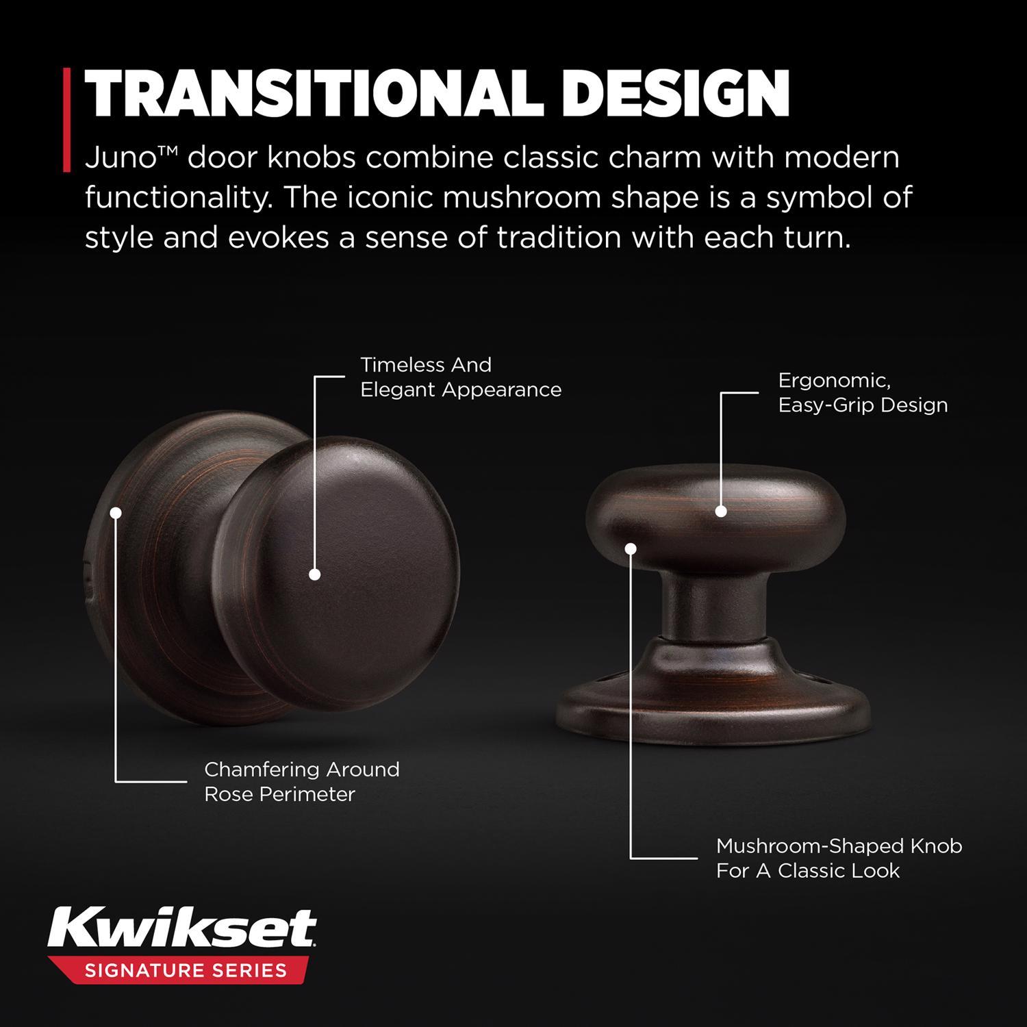 Kwikset Juno Venetian Bronze Passage Door Knob 1-3/4 in.