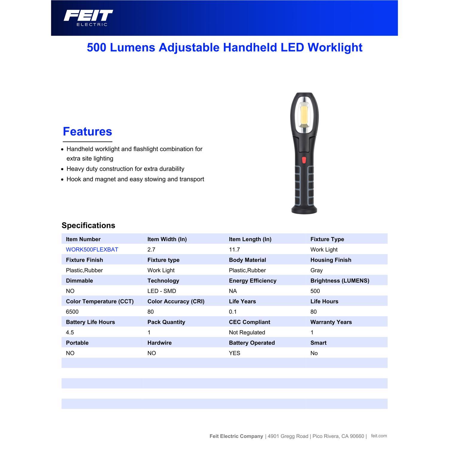 Feit 500 lm LED Battery Handheld Work Light