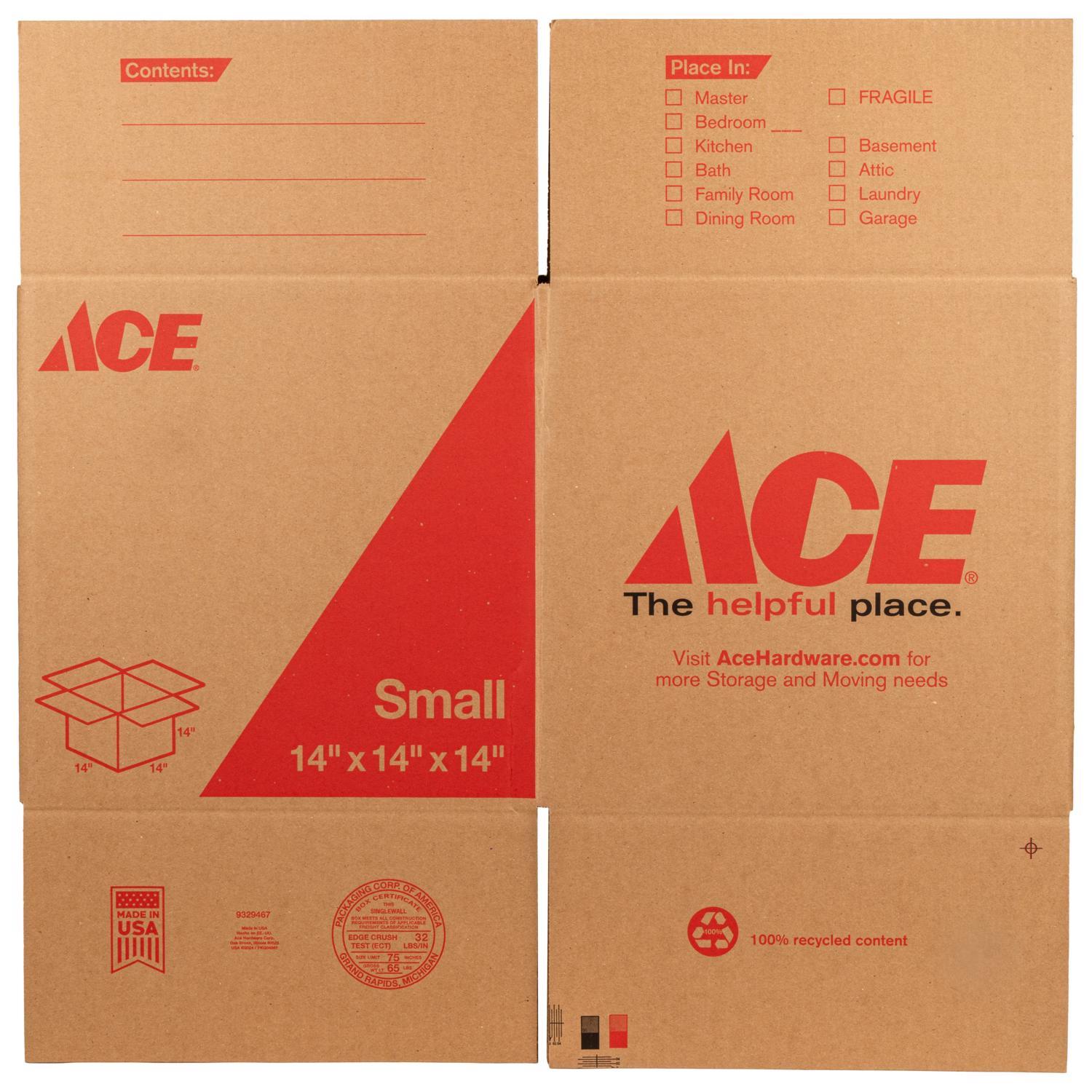 Ace 14 in. H X 14 in. W X 14 in. L Cardboard Corrgugated Box 1 pk