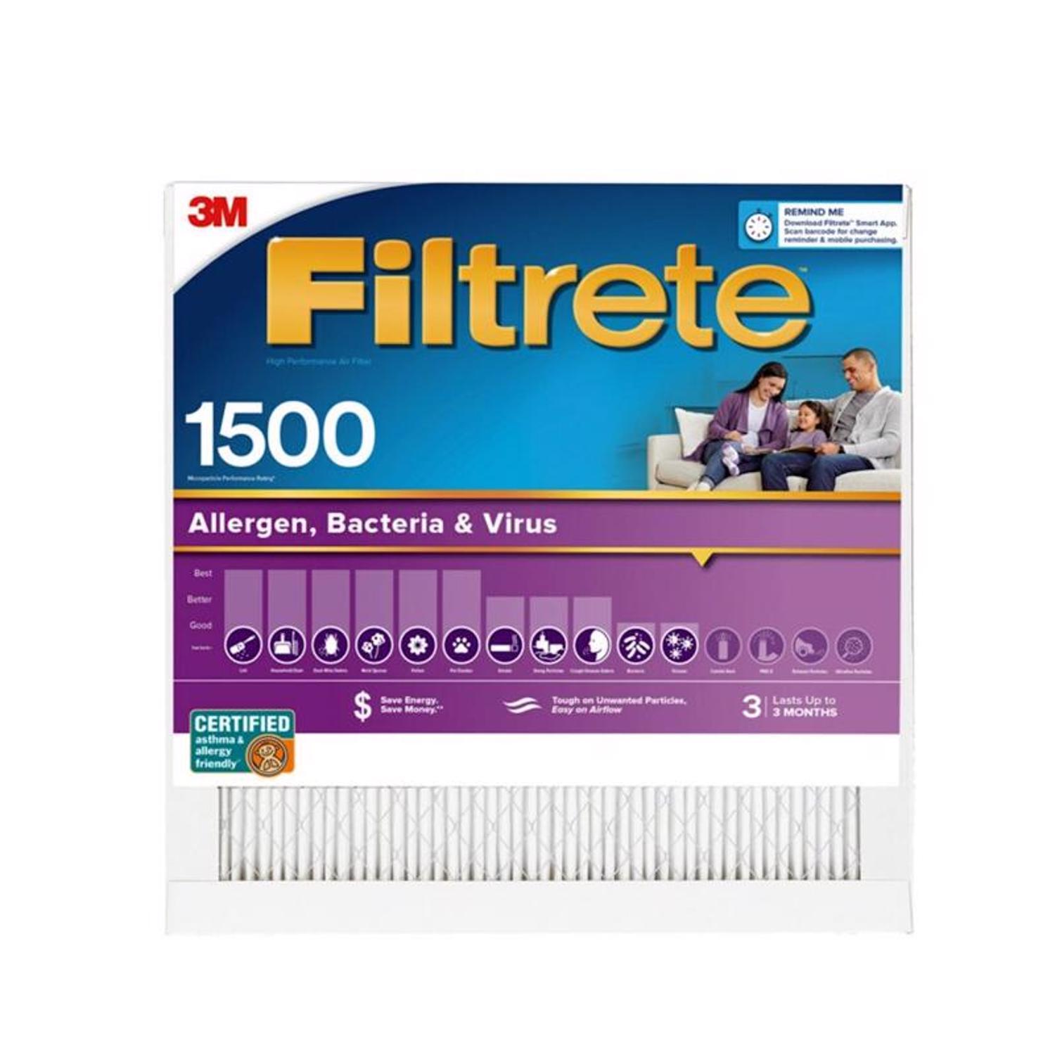 Filtrete 25 in. W X 25 in. H X 1 in. 1500 MPR Pleated Air Filter 1 pk
