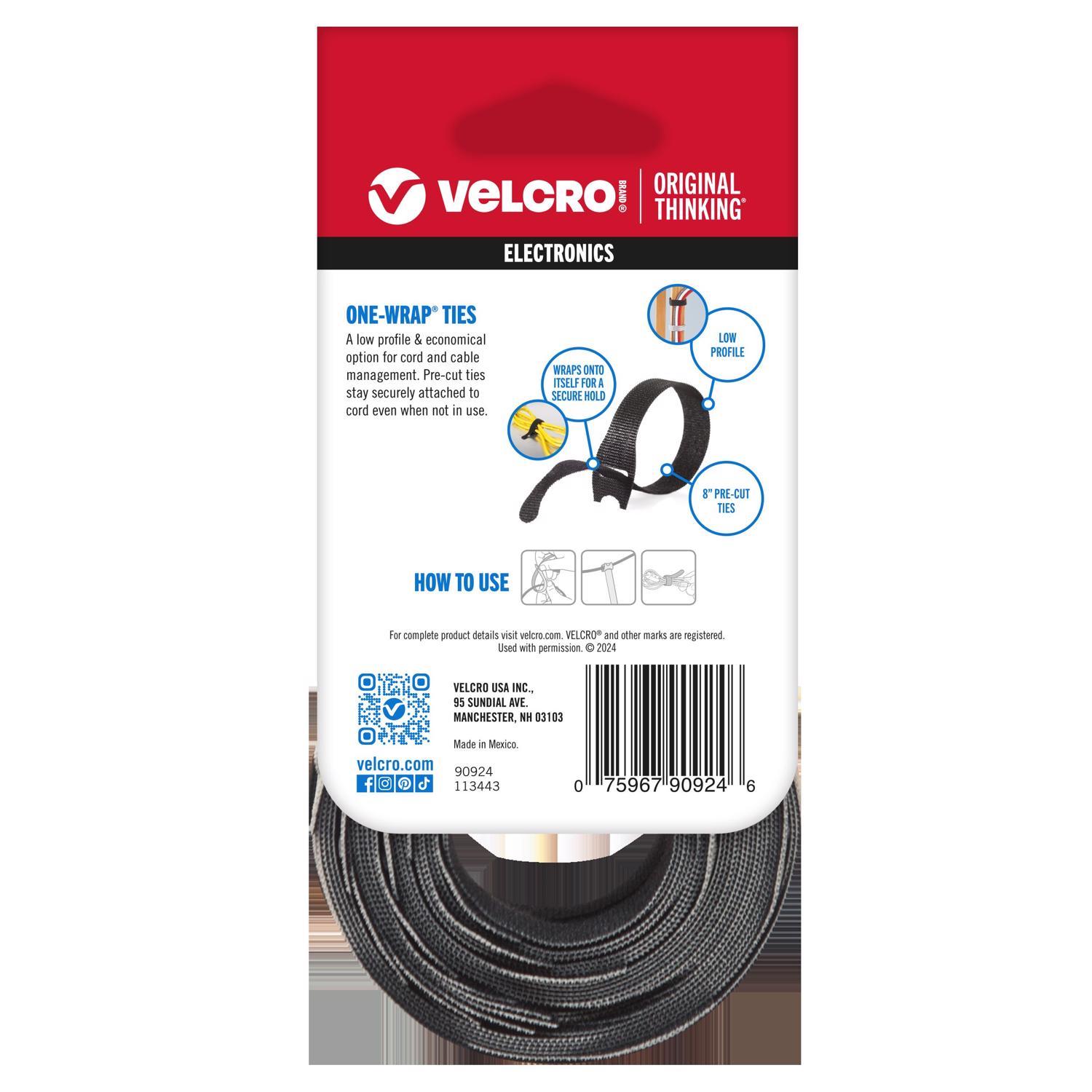 VELCRO Brand ONE-WRAP Medium Nylon Ties 8 in. L 50 pk