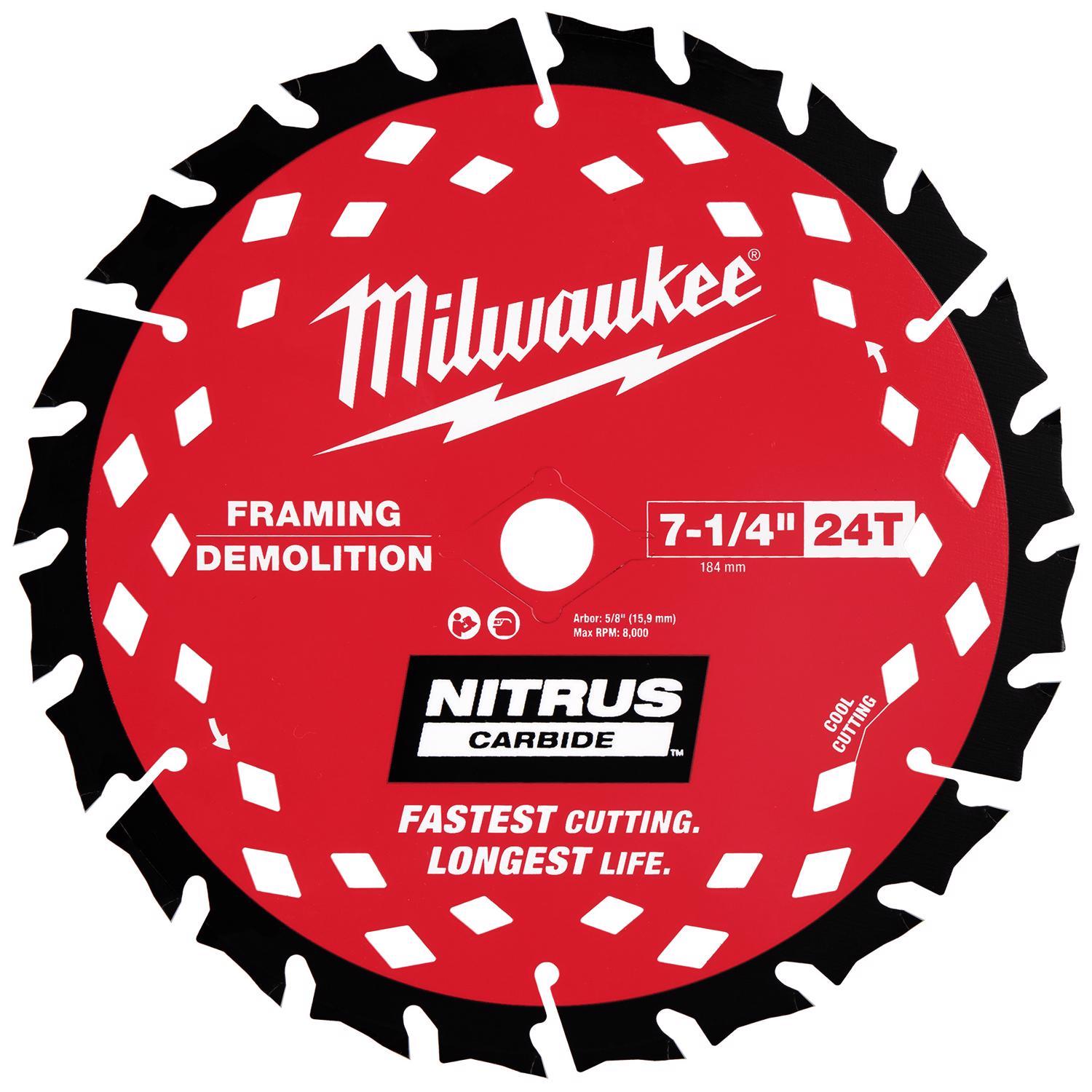 Milwaukee NITRUS Carbide 7-1/4 in. D Framing & Demolition Circular Saw Blade 1 pk
