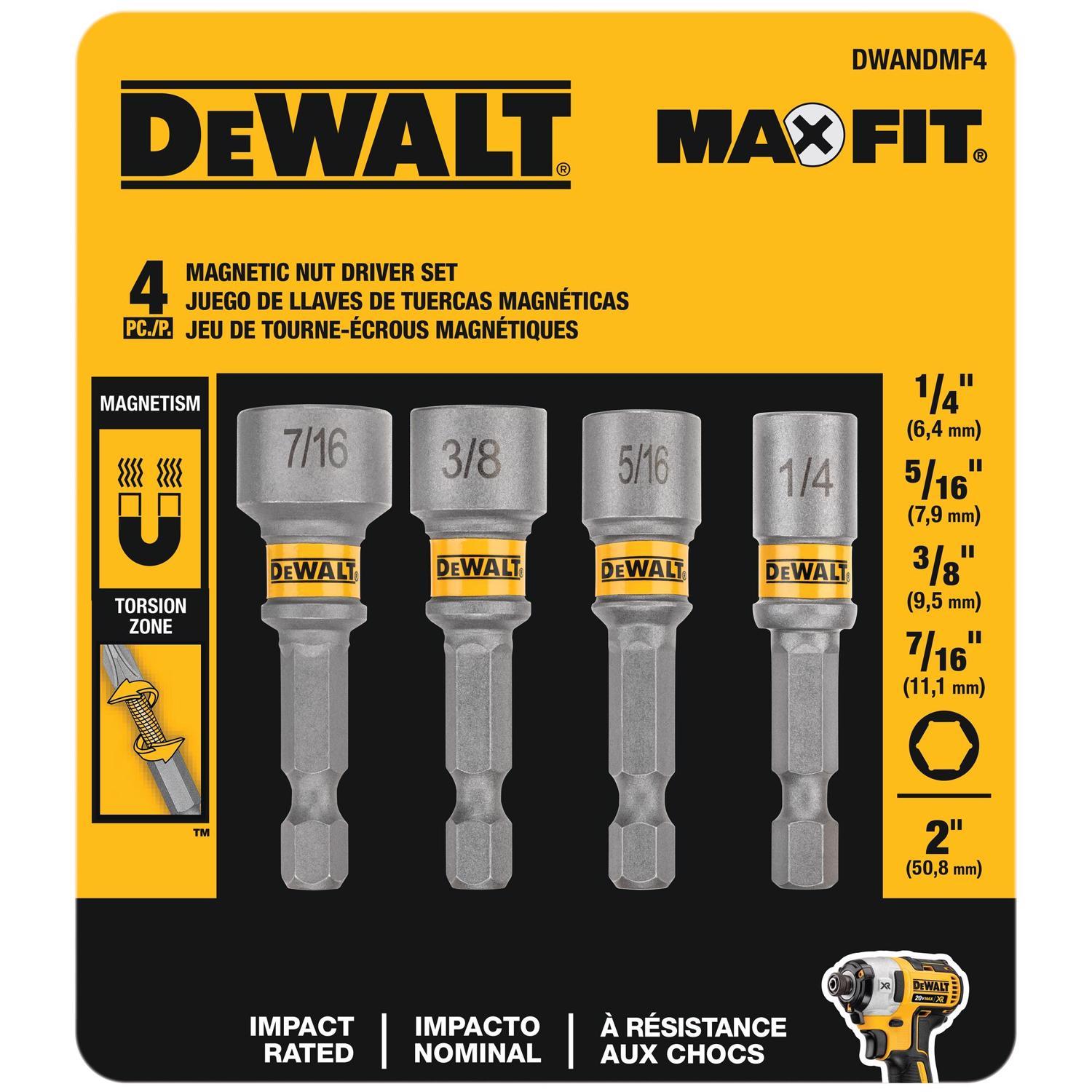 DeWalt Maxfit 2 in. L Steel Nut Setter Nut Driver Set 4 pc