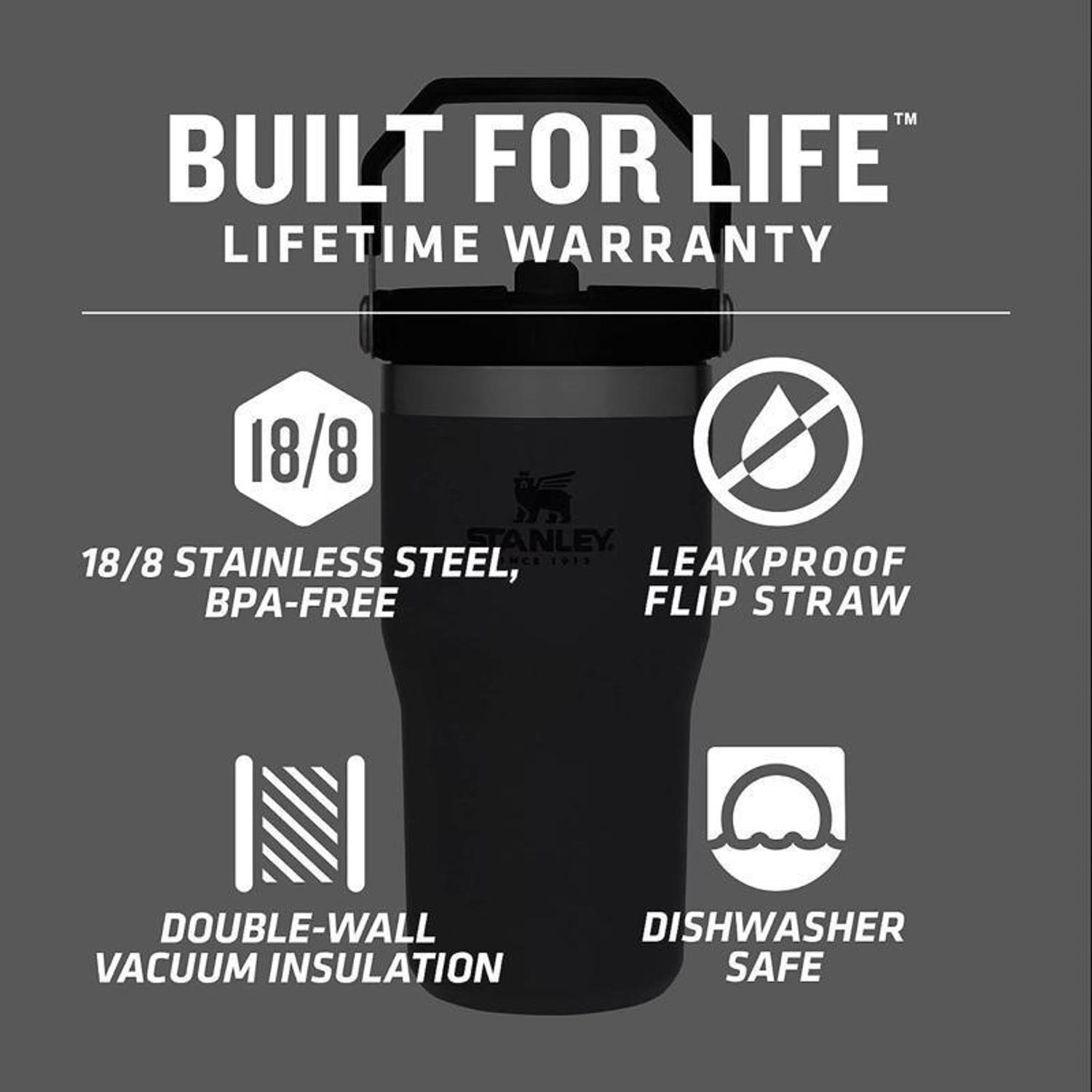 Stanley The IceFlow 20 oz Charcoal BPA Free Double-wall vacuum insulation Insulated Straw Tumbler