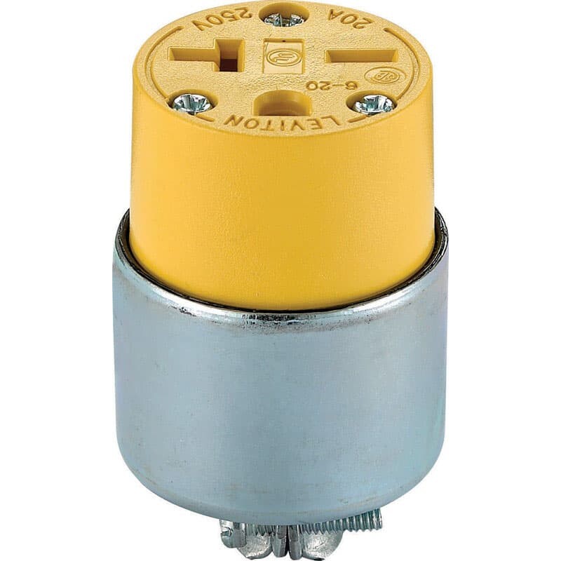 Leviton Commercial Armored Ground/Straight Blade Connector 6-20R 18-12 AWG 2 Pole 3 Wire