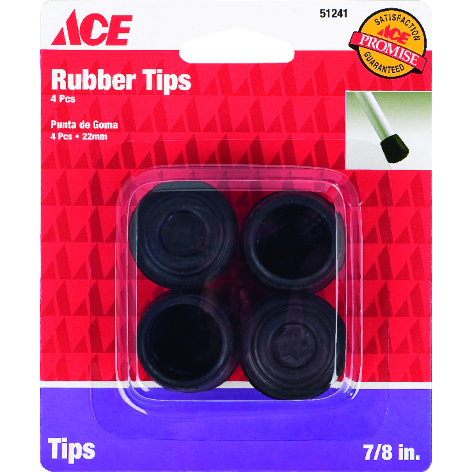 Ace Rubber Leg Tip Black Round 7/8 in. W 4 pk