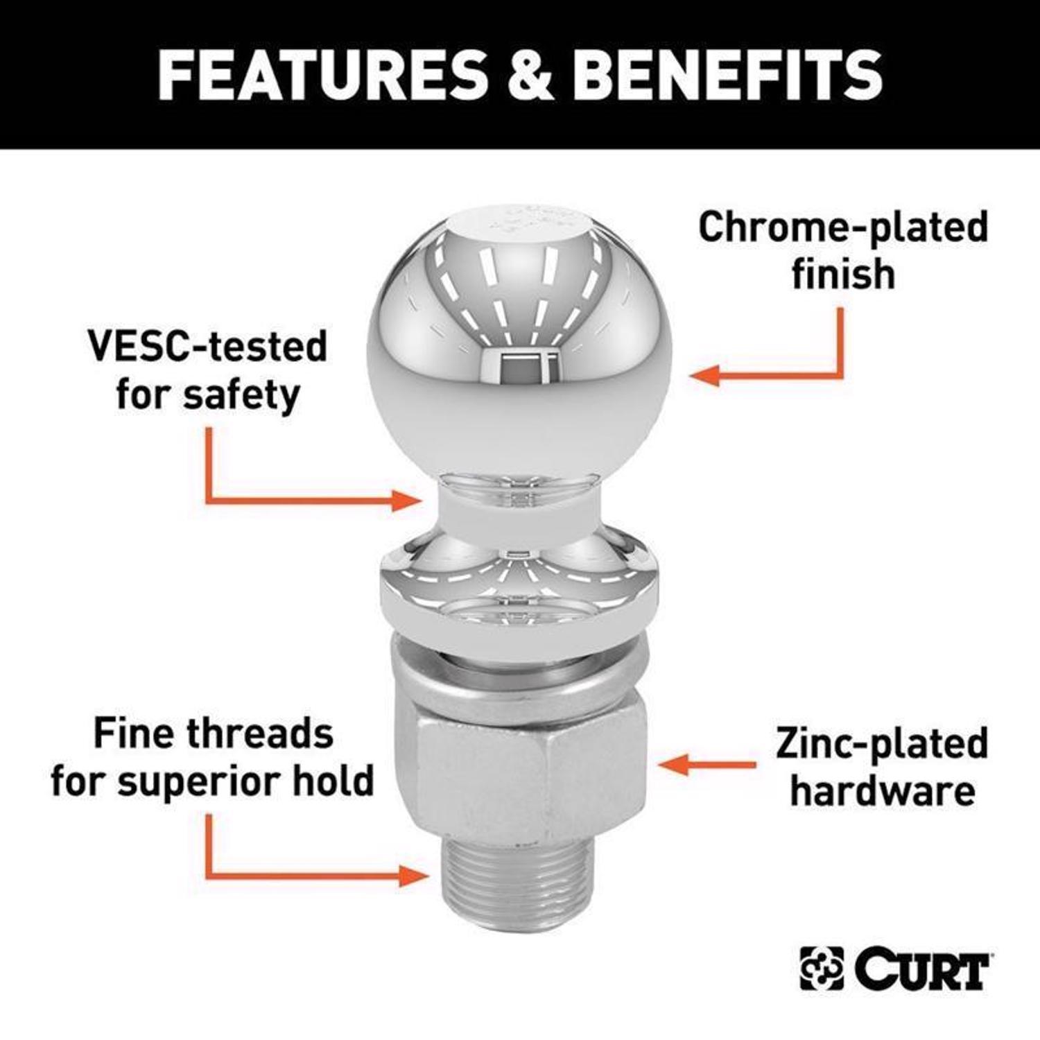 CURT 7500 lb. cap. 2 in. Hitch Ball