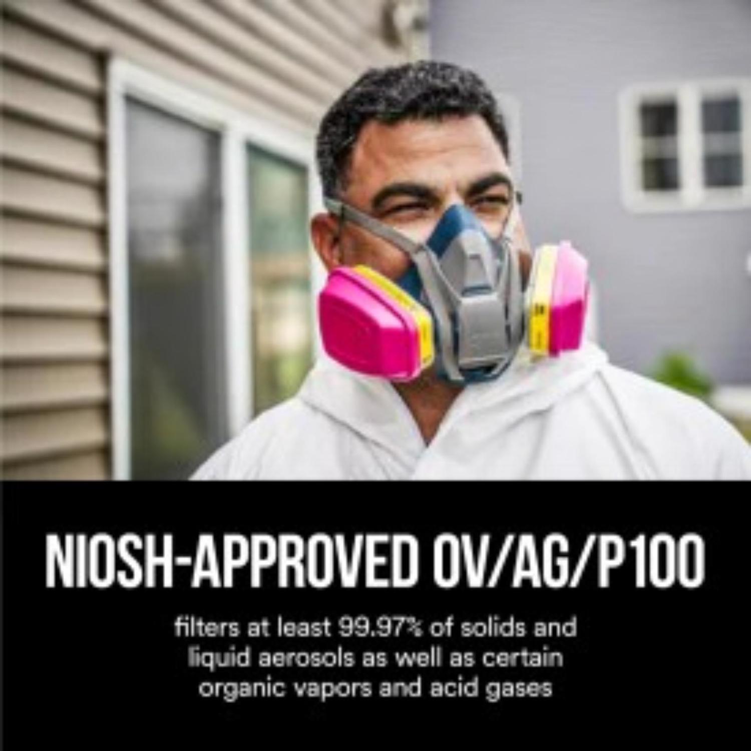 3M P100 Acid Gas and Organic Vapor Respirator Cartridge Replacement Pink 2 pc