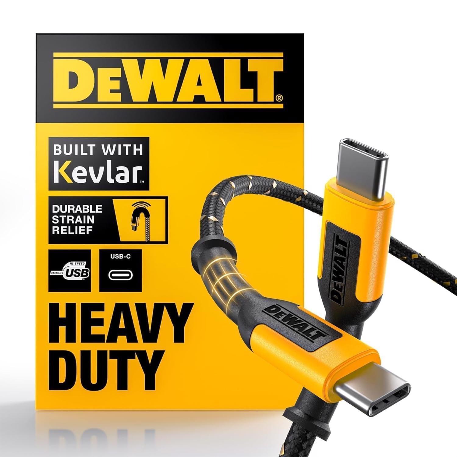 DeWalt Type C to Type C Cable 6 ft. Black/Yellow