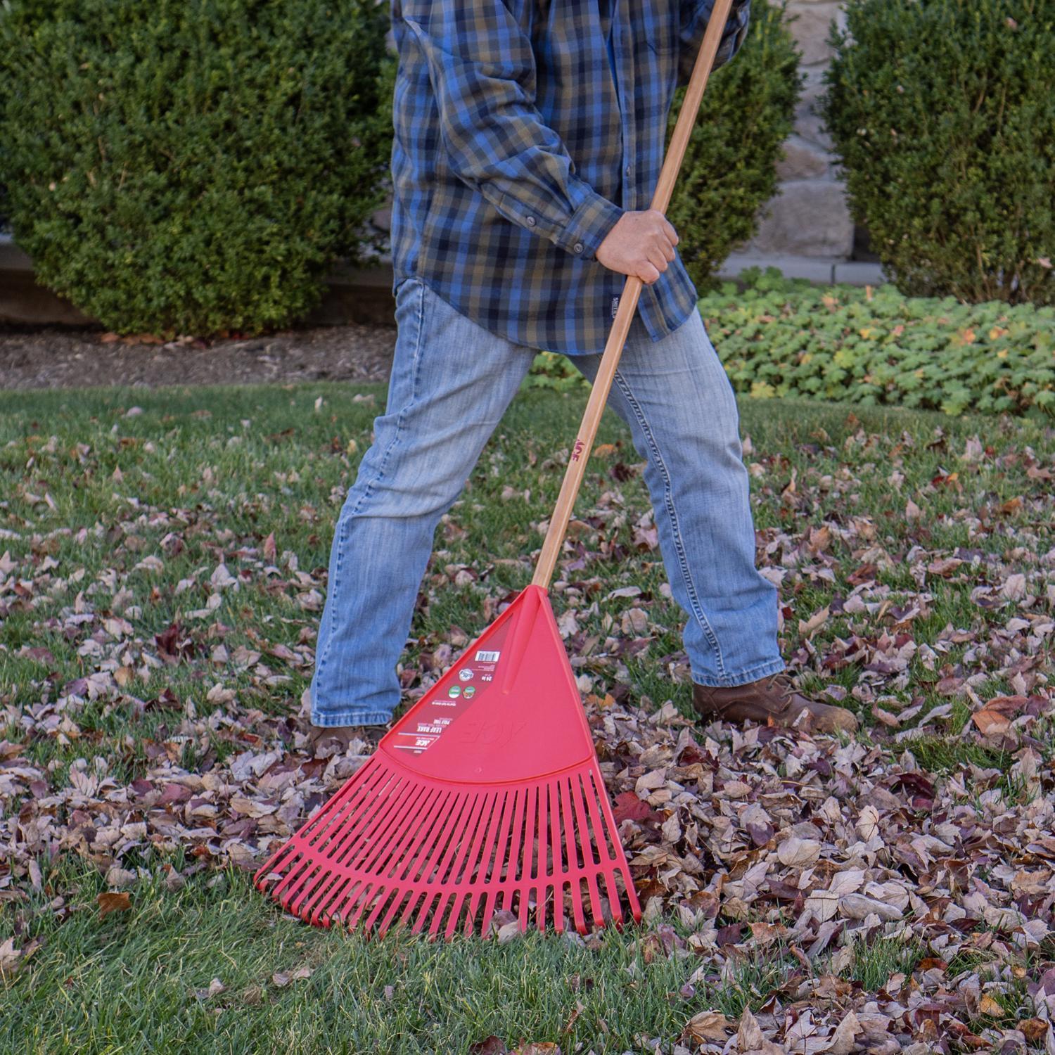Ace 65 in. 26 Tine Poly Leaf Rake Wood Handle