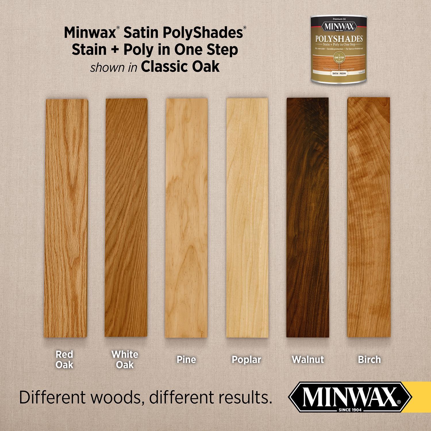 Minwax PolyShades Semi-Transparent Satin Classic Oak Oil-Based Stain/Polyurethane Finish 1 qt