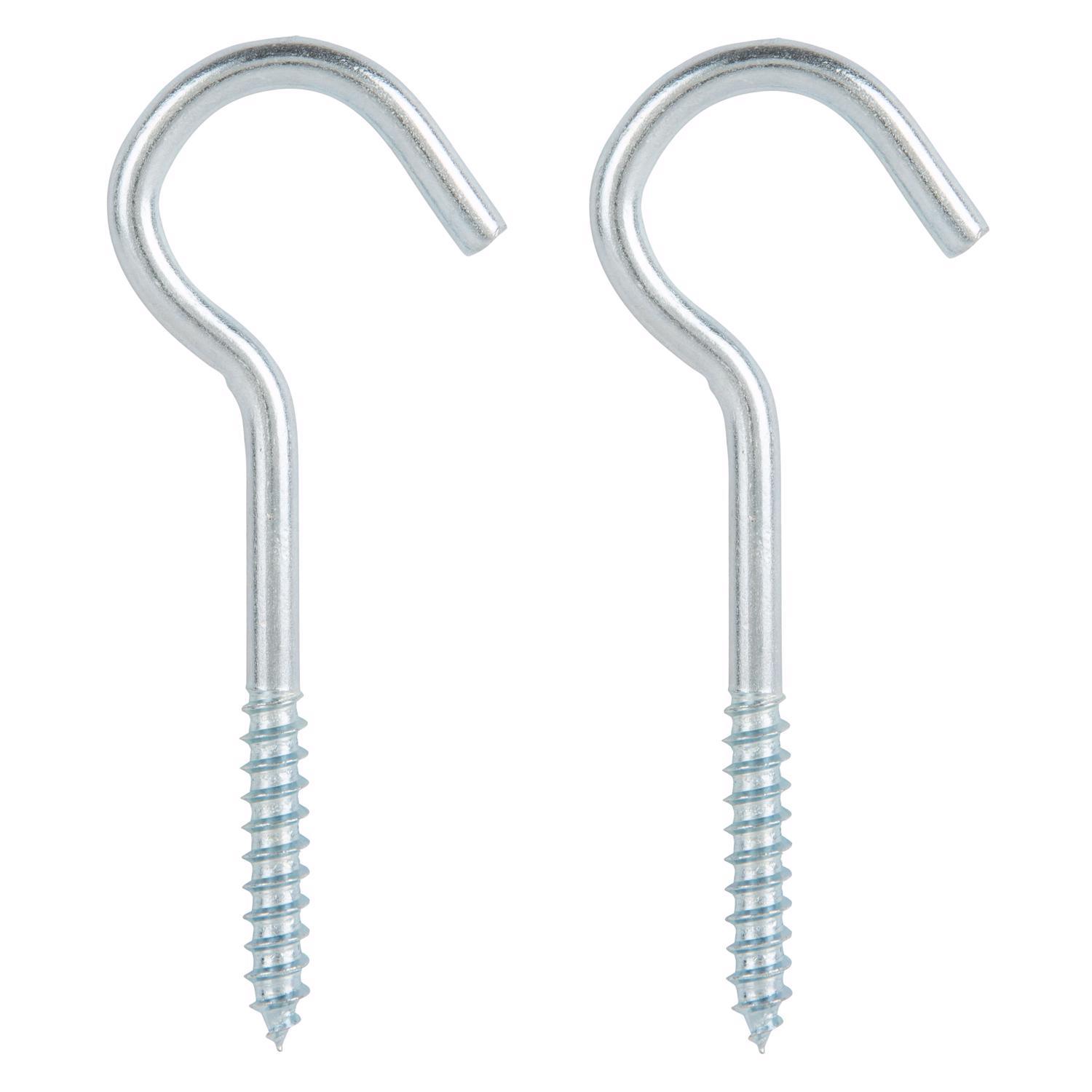 Ace Small Zinc-Plated Steel 3.375 in. L Ceiling Hook 50 lb 2 pk