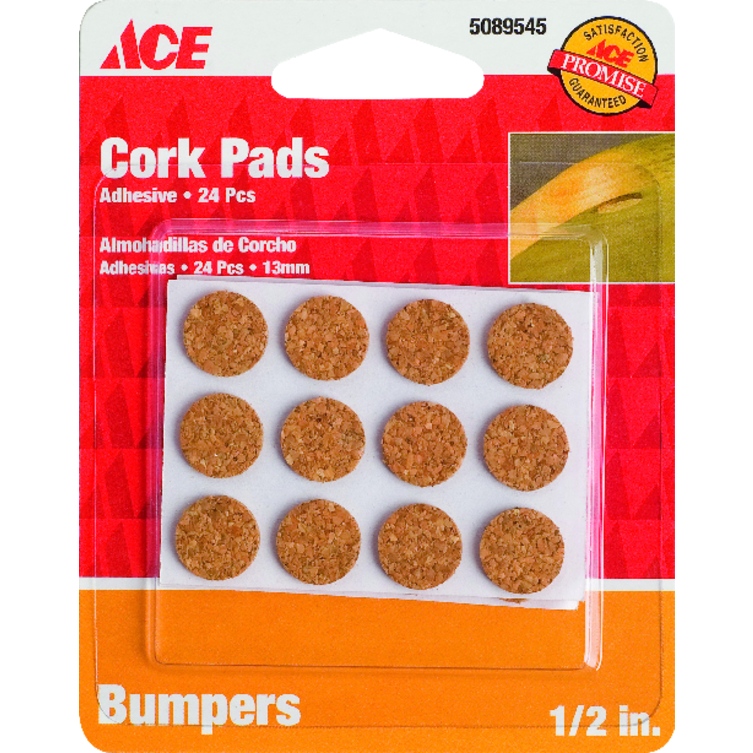 Ace Cork Self Adhesive Bumper Pad Brown Round 1/2 in. W 24 pk