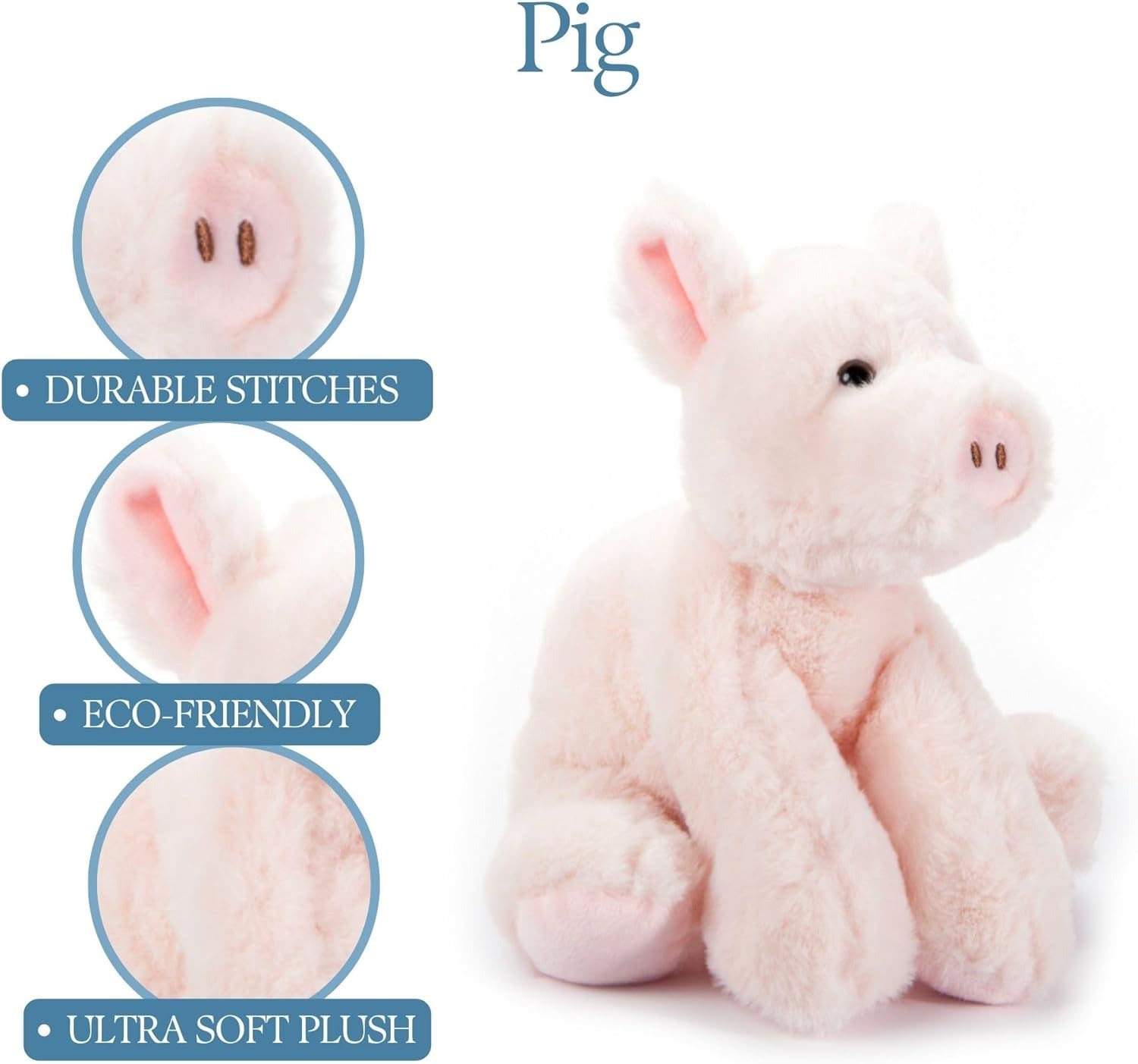 The Petting Zoo Floppy Pig Stuffed Animal Plushie 9 in.