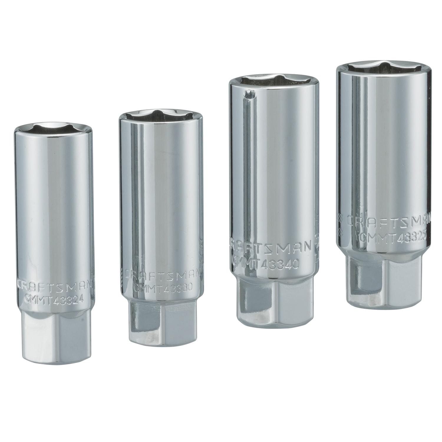 Craftsman 3/8 in. drive Metric and SAE 6 Point Standard Spark Plug Socket Set 4 pc