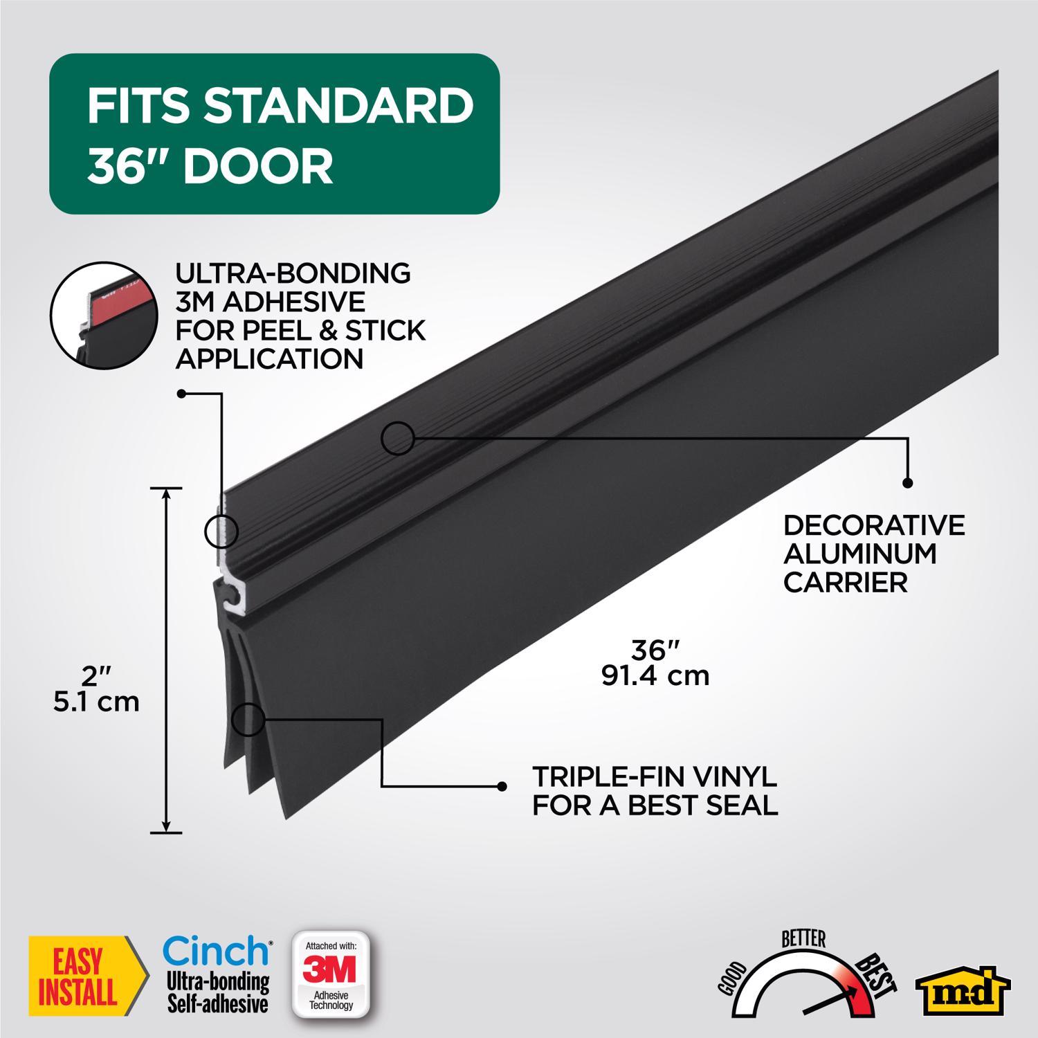 M-D Building Products Black Aluminum/Vinyl Sweep For Doors 36 in. L X 2 in.