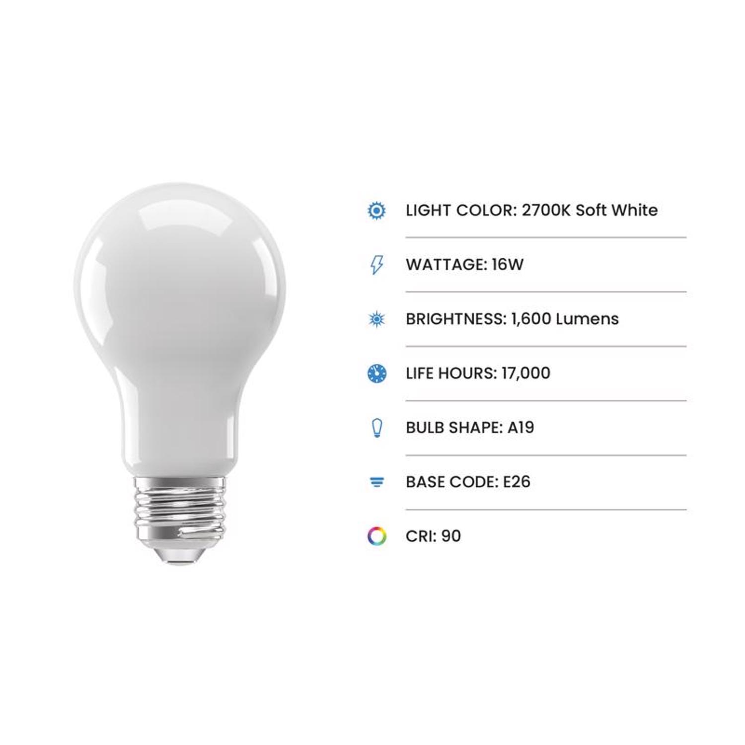 Feit A19 E26 (Medium) LED Bulb Soft White 100 Watt Equivalence 4 pk
