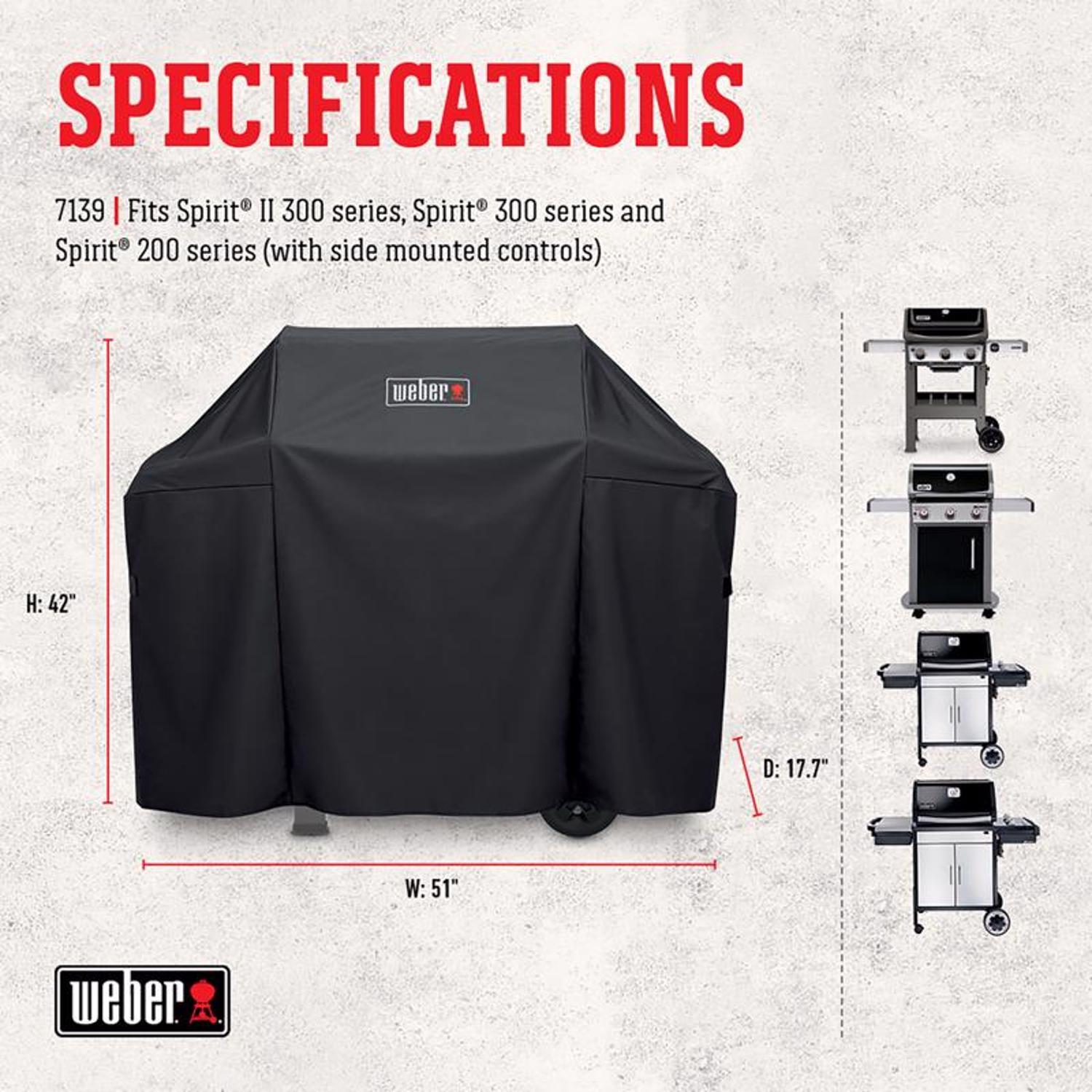 Weber Spirit 300 & Spirit II 300 Series Black Grill Cover
