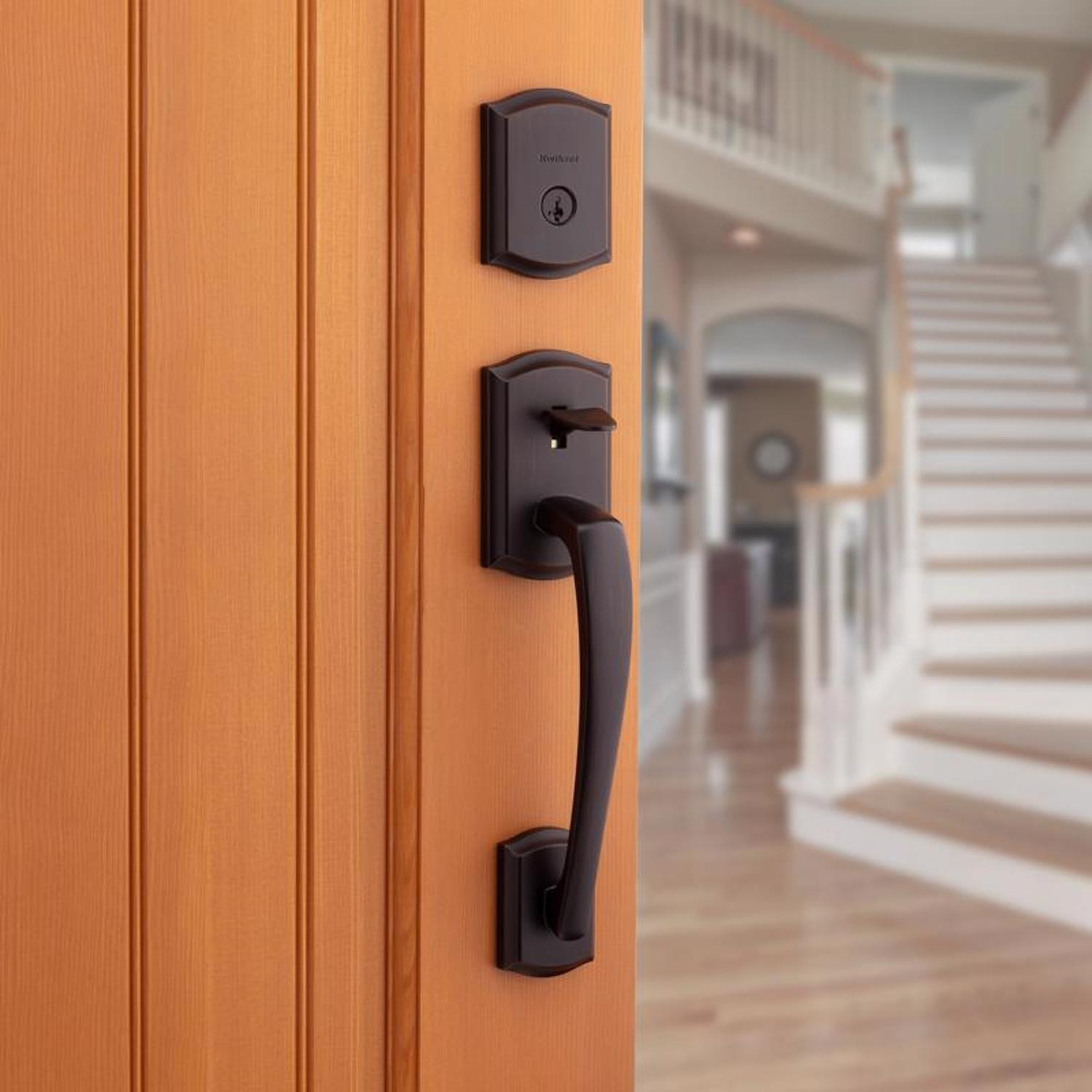 Kwikset Prescott Venetian Bronze Entry Handleset 1-3/4 in.