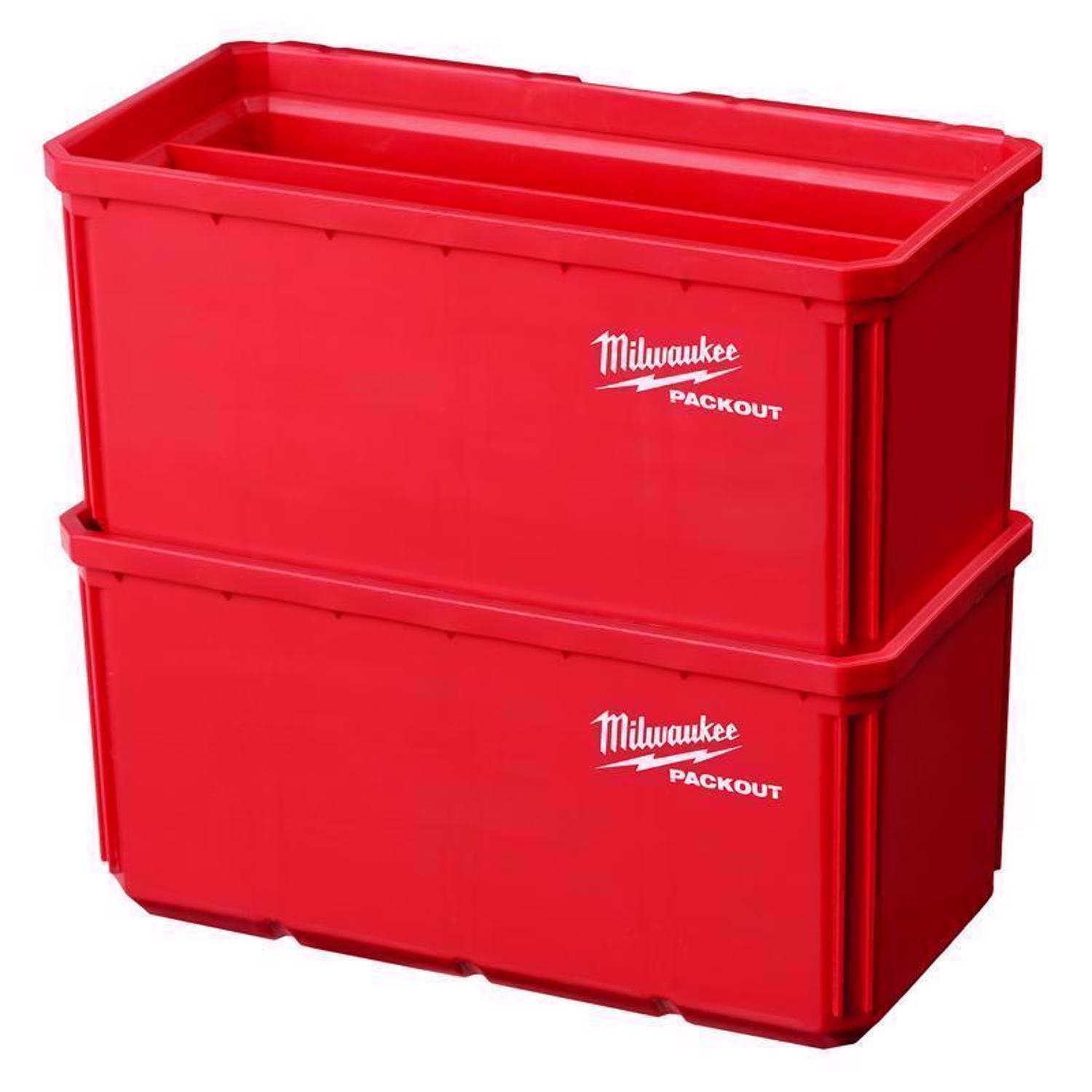 Milwaukee Packout Shop Storage Garage Organizer Large Parts Bin Set Red