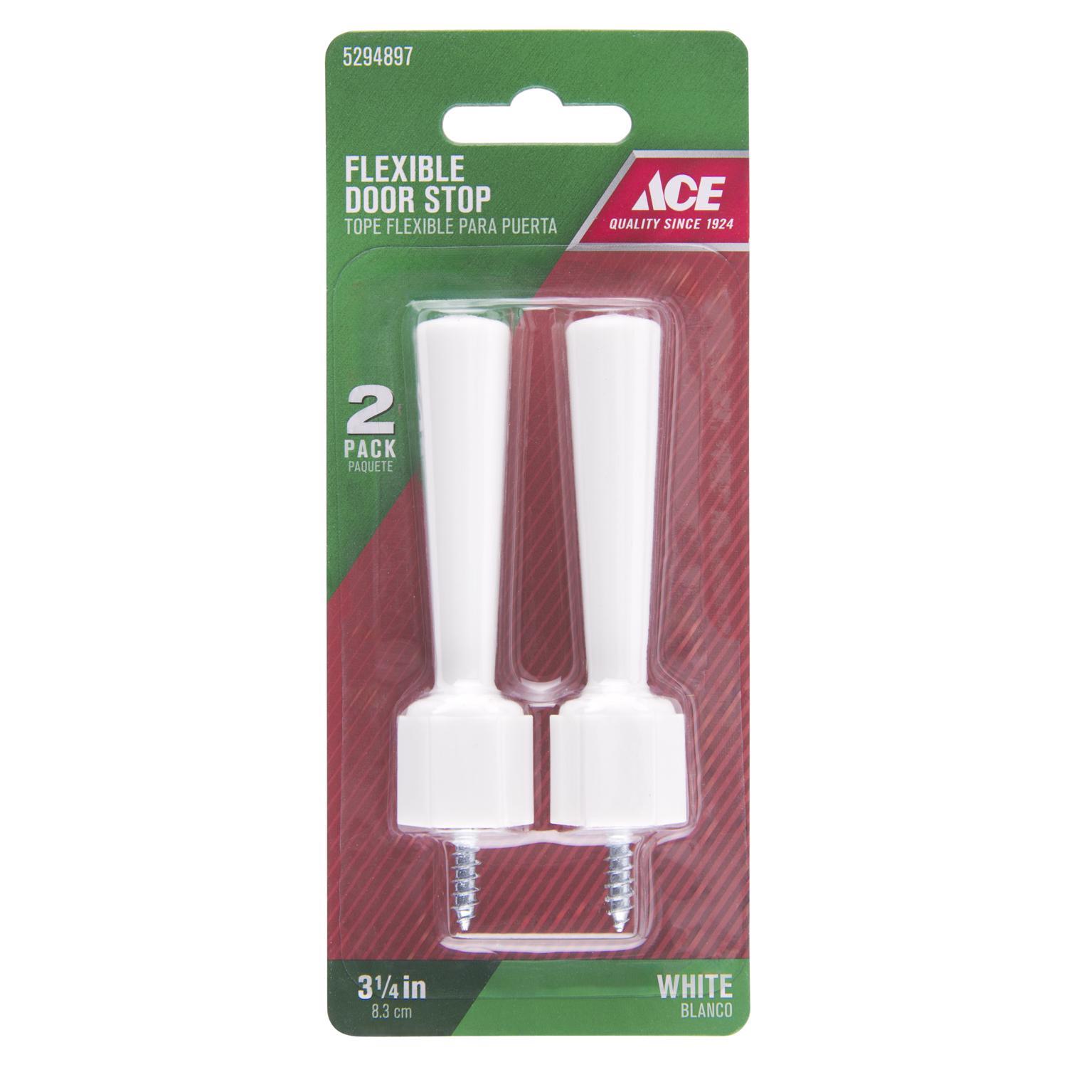 Ace 3-1/4 in. W Plastic White Flexible Door Stop Mounts to door and wall. in.