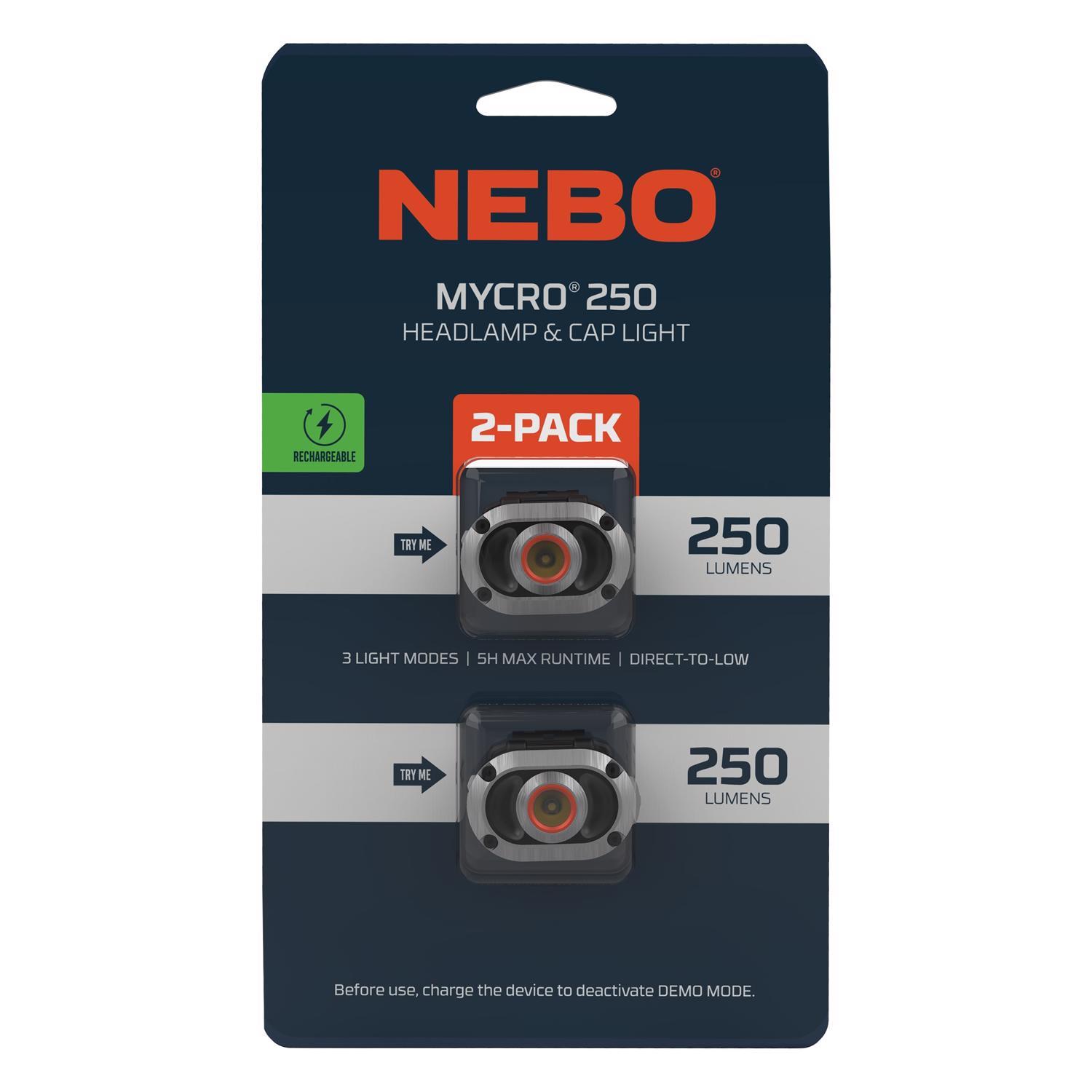 NEBO Mycro 250 lm Black/Gray LED Rechargeable Head Lamp