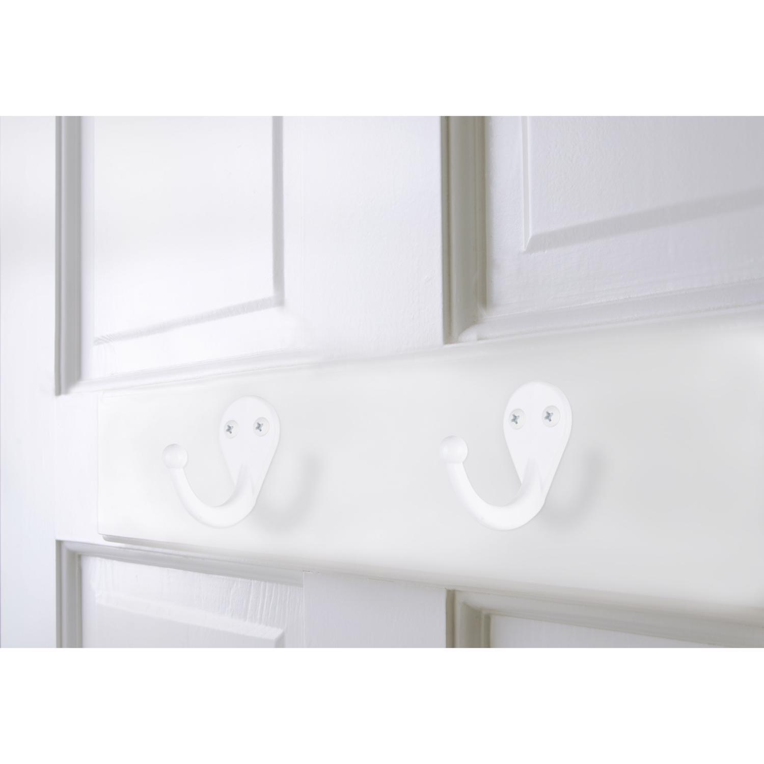 Ace 1-3/4 in. L White Metal Medium Single Garment Hook 2 pk