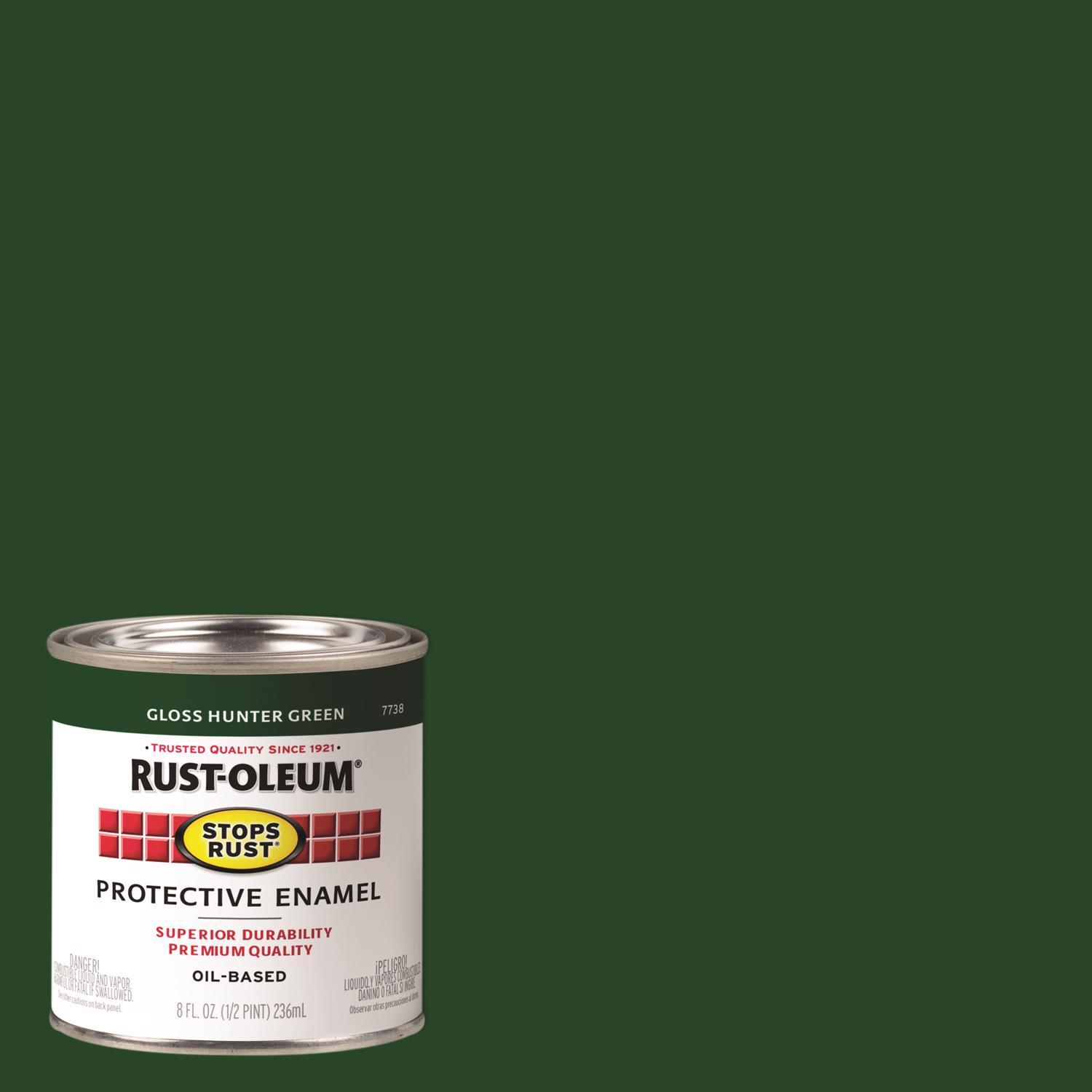 Rust-Oleum Stops Rust Indoor and Outdoor Gloss Hunter Green Oil-Based Protective Paint 0.5 pt