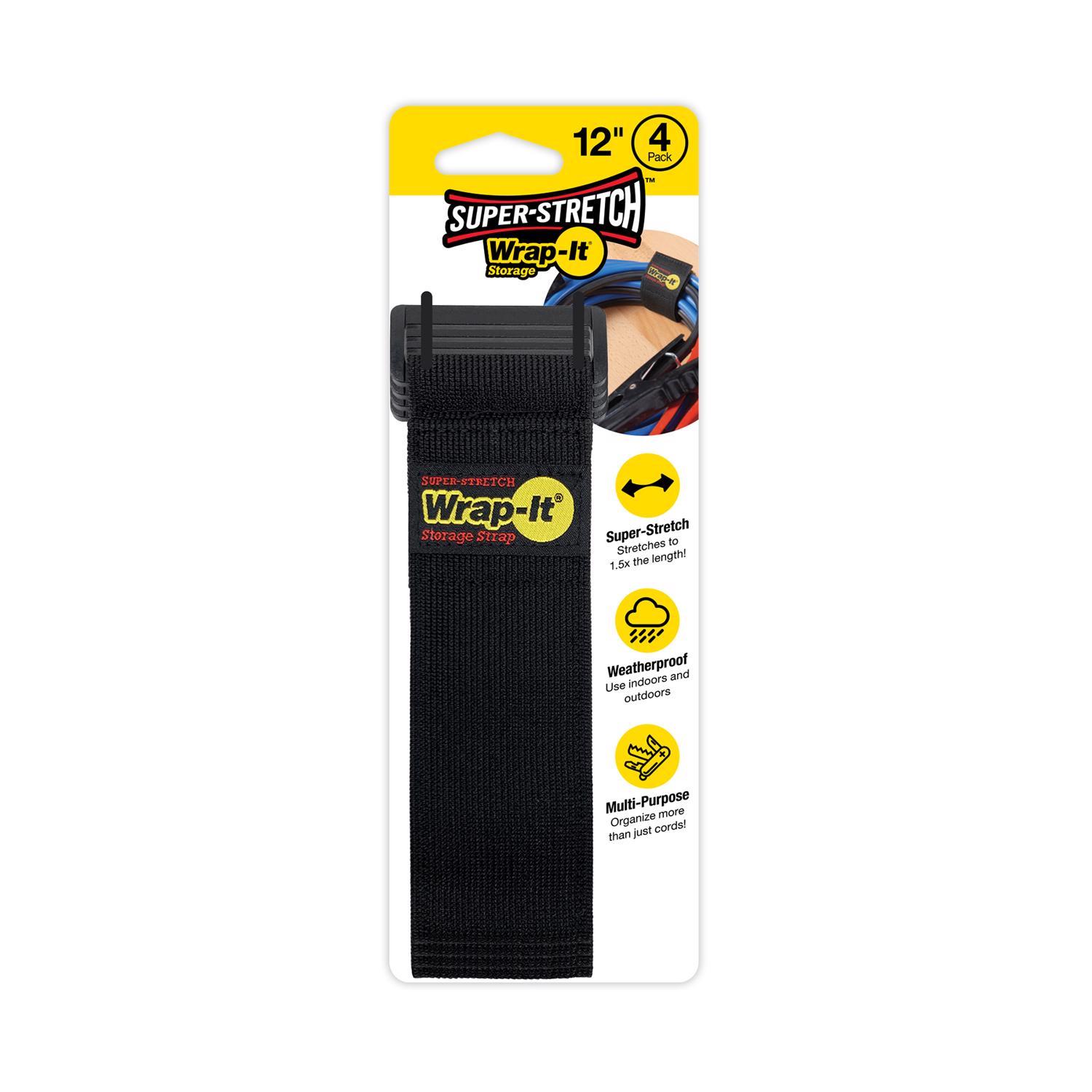 Wrap-It Super-Stretch 2 in. W X 12 in. L Black Stretch Storage Straps 10 lb 4 pk