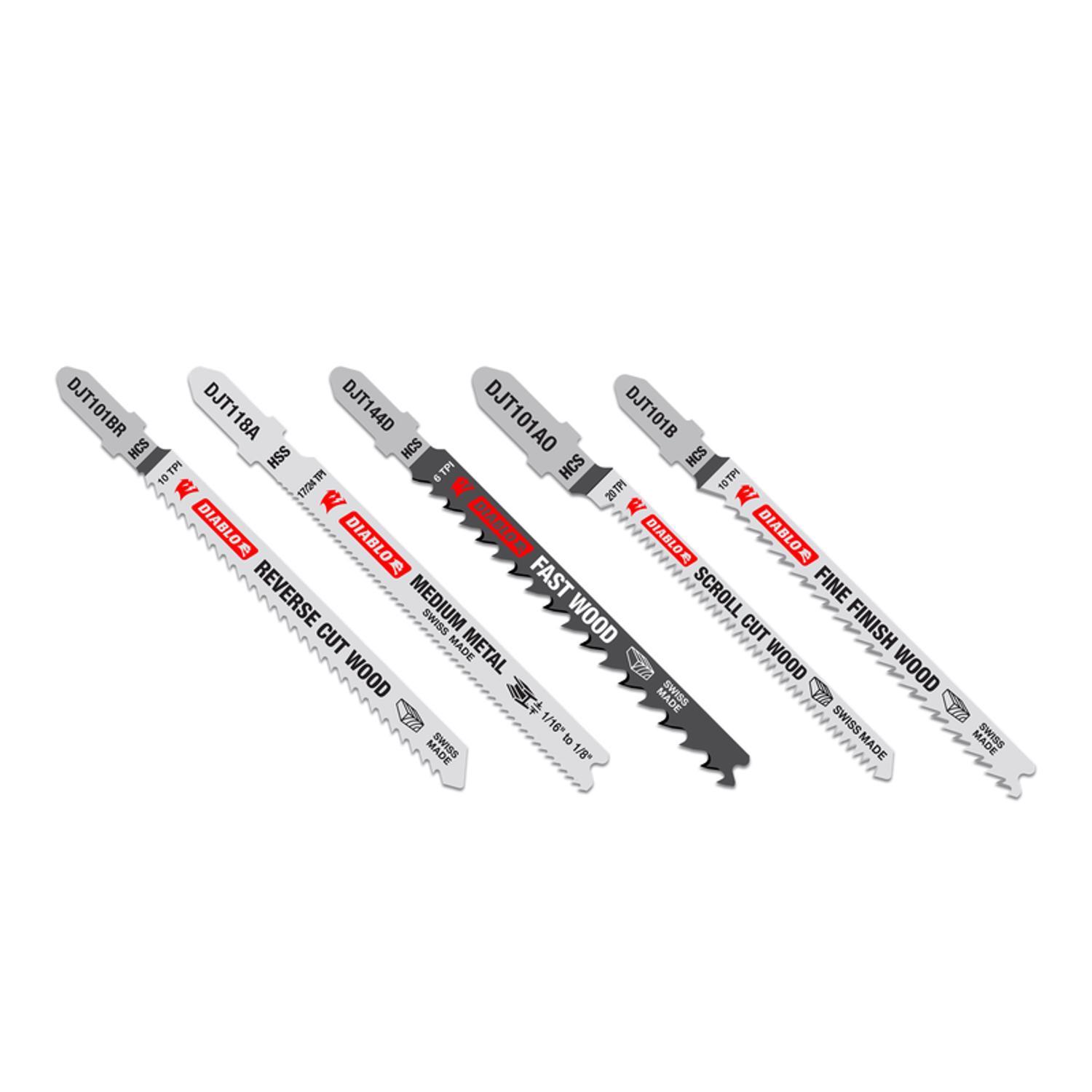 Diablo 0 in. T-Shank Wood & Metal Jig Saw Blade Set 5 pc
