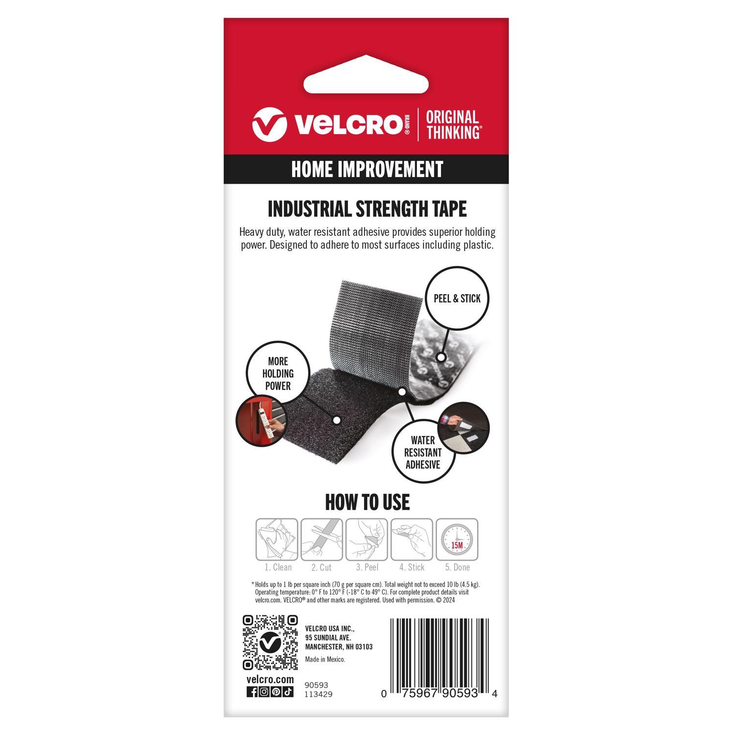 VELCRO Brand Industrial Strength Medium Nylon Hook and Loop Fastener 48 in. L 1 pk