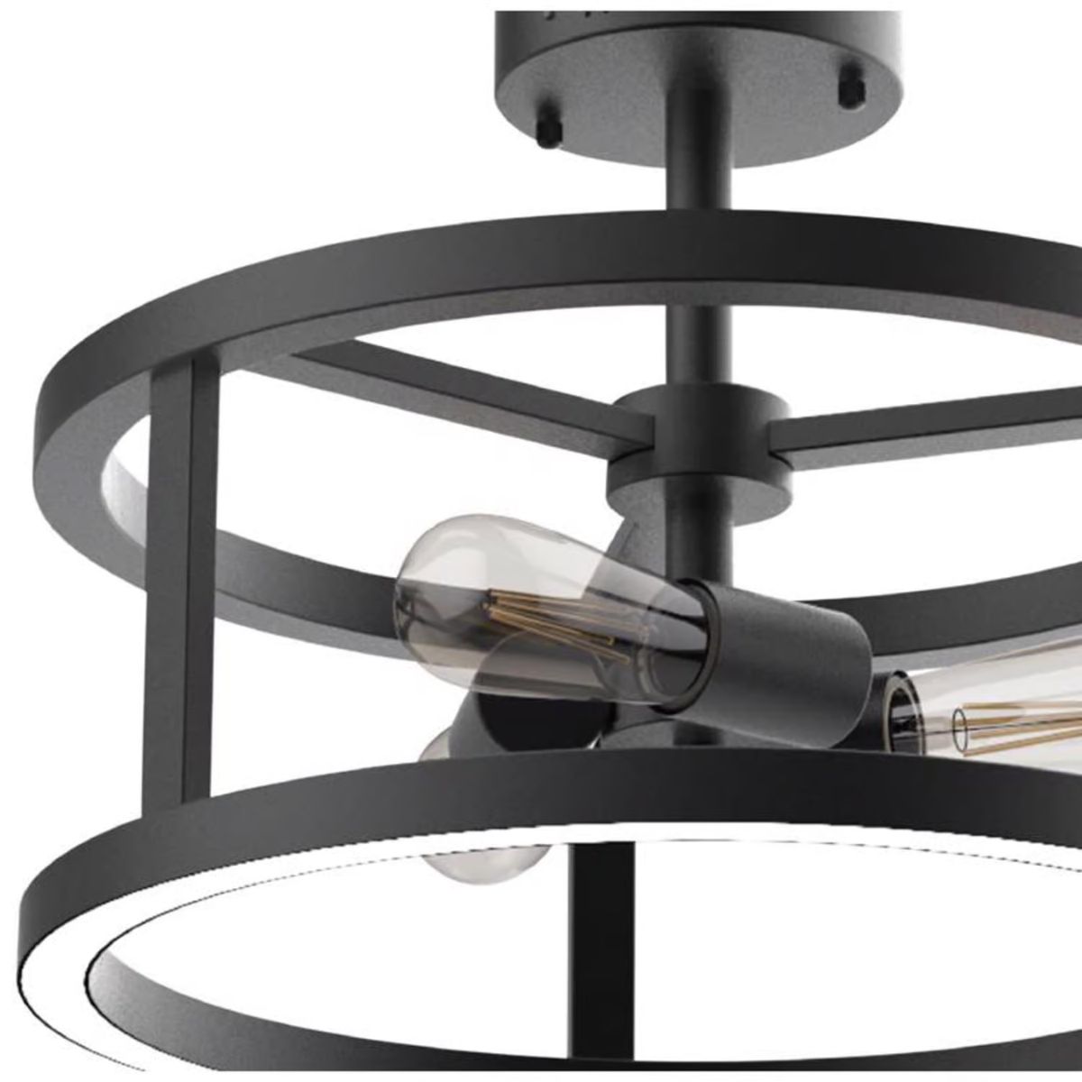 Feit Electric Katalyst 15 in. 3-Light Matte Black Color Choice Selectable CCT LED with Night Light Semi-Flush Mount Ceiling Light