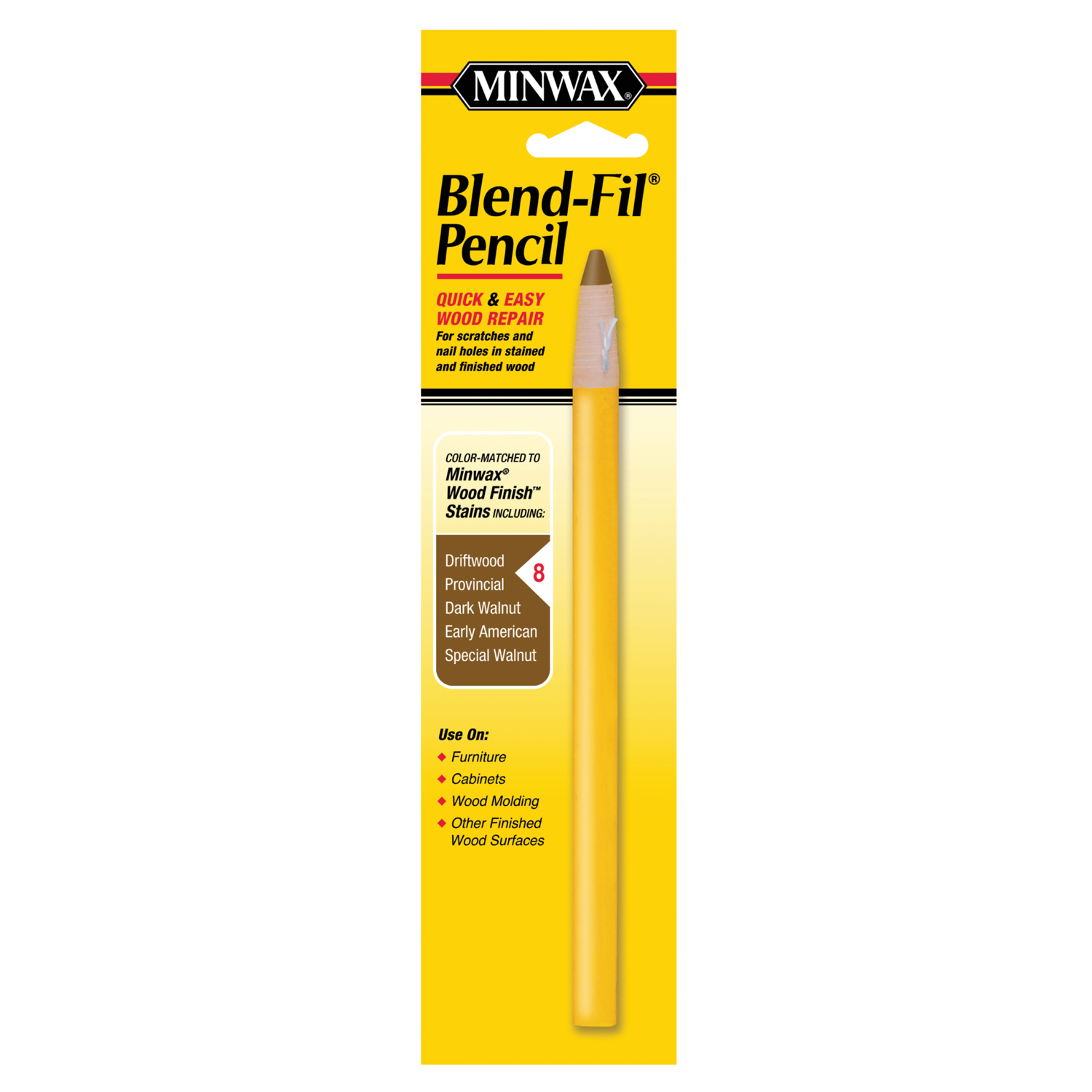 Minwax Blend-Fil No.8 Dark Walnut, Driftwood, Early American Wood Pencil 0.8 oz