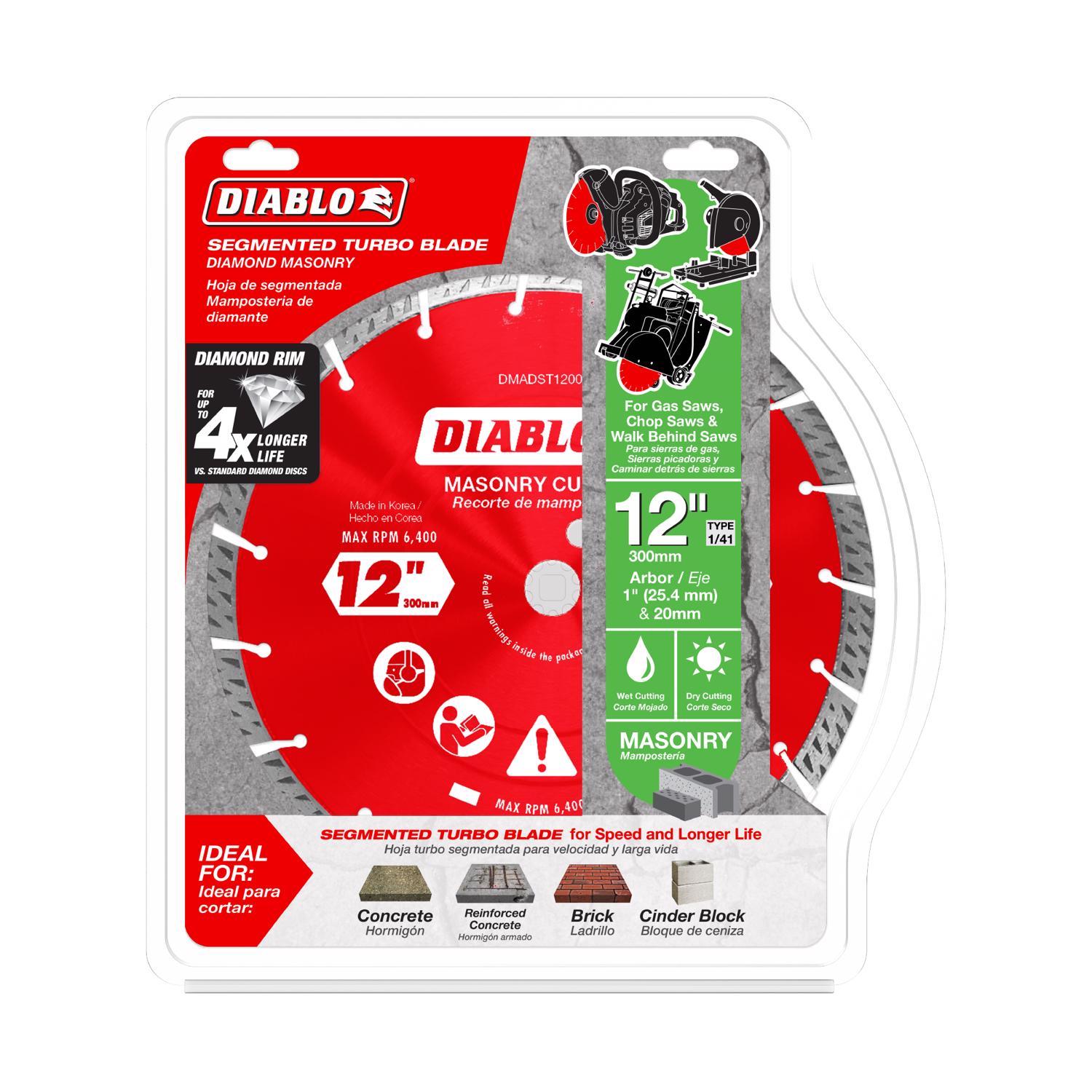 Diablo 12 in. D X 1 in. X.110 in. thick Diamond Turbo Rim Masonry Cut-Off Disc