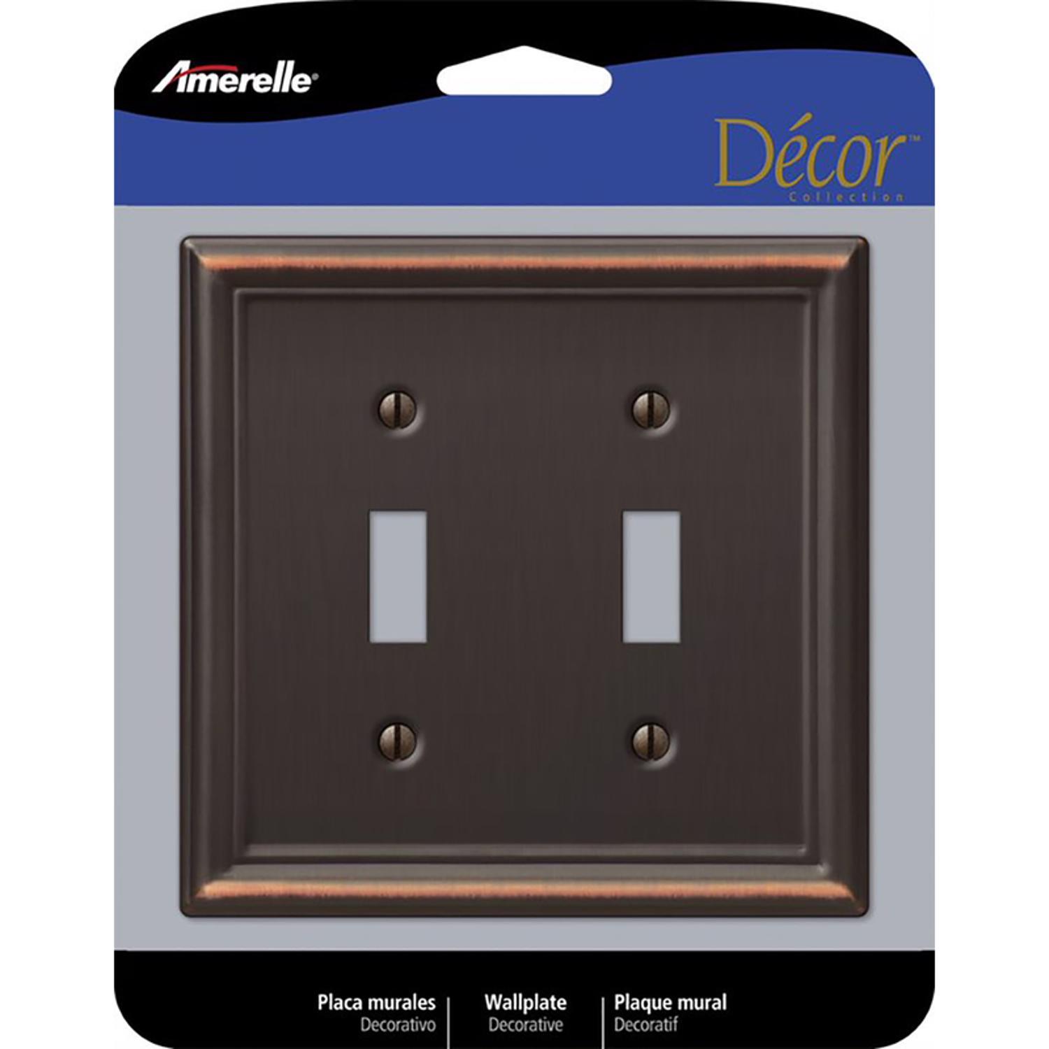 Amerelle Chelsea Aged Bronze 2 gang Stamped Steel Toggle Wall Plate 1 Pack