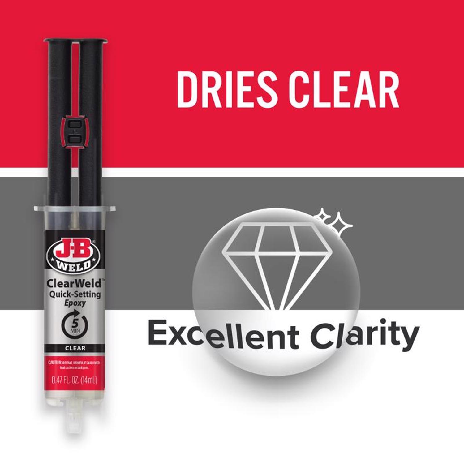 J-B Weld Clear Weld High Strength Epoxy Clear Syringes 0.47 oz