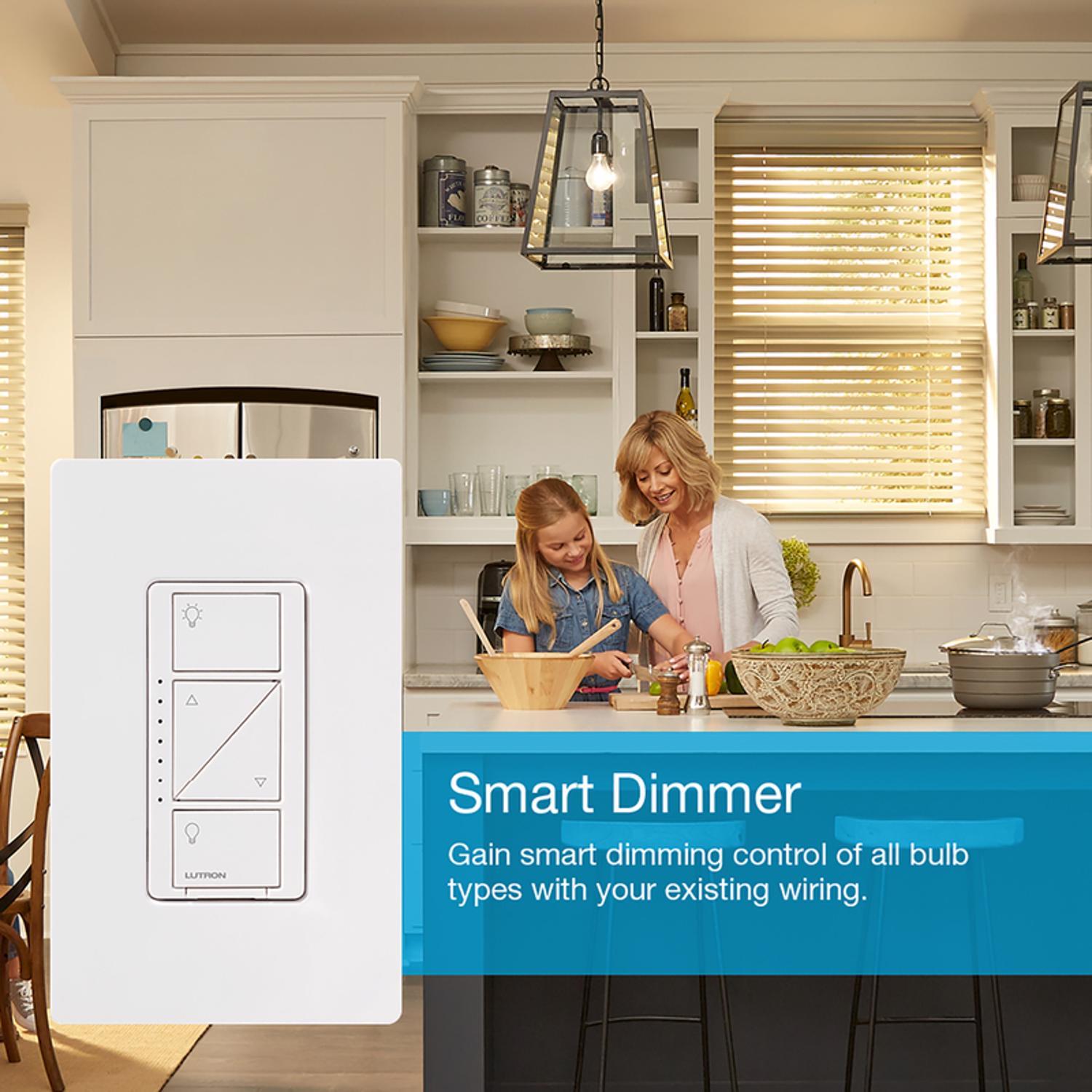 Lutron Caseta White 150 W Wireless Smart-Enabled Dimmer Switch w/Remote Control 1 pk