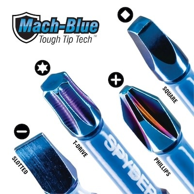 Spyder Mach-Blue PH2 1/4-in x 2-in Phillips Impact Driver Bit Set 15 -Piece