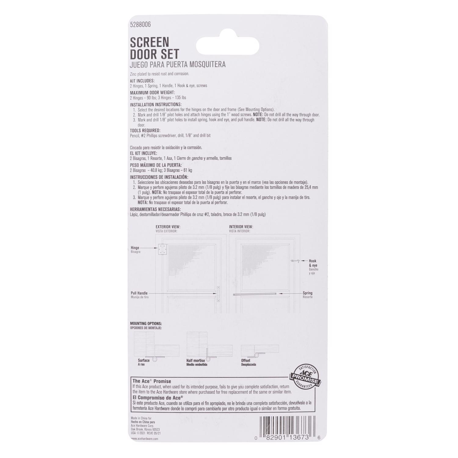Ace Zinc-Plated Silver Steel Screen/Storm Door Hardware Set 1 pk