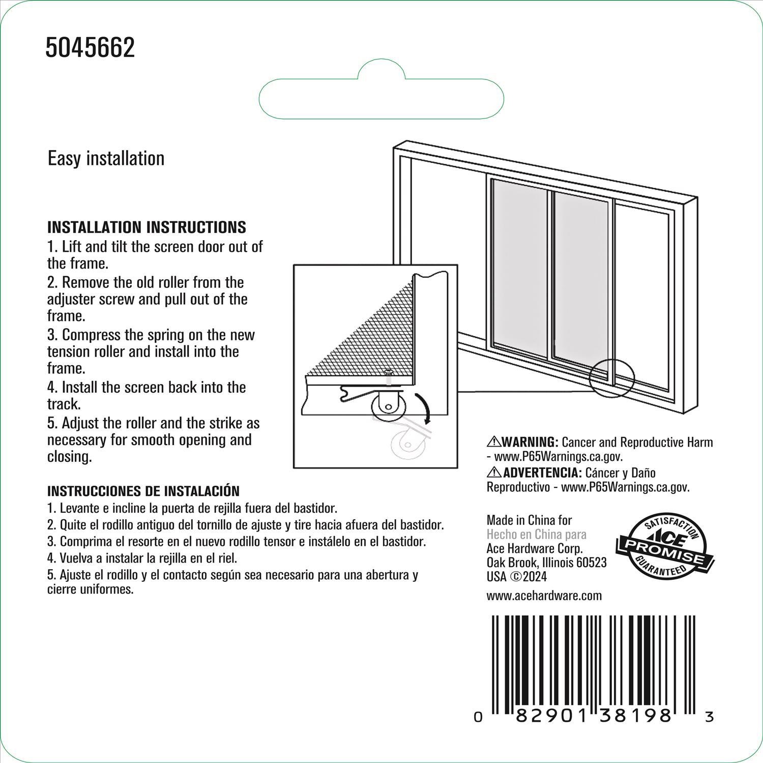 Ace White Steel Screen Door Roller Assembly 2 Pack