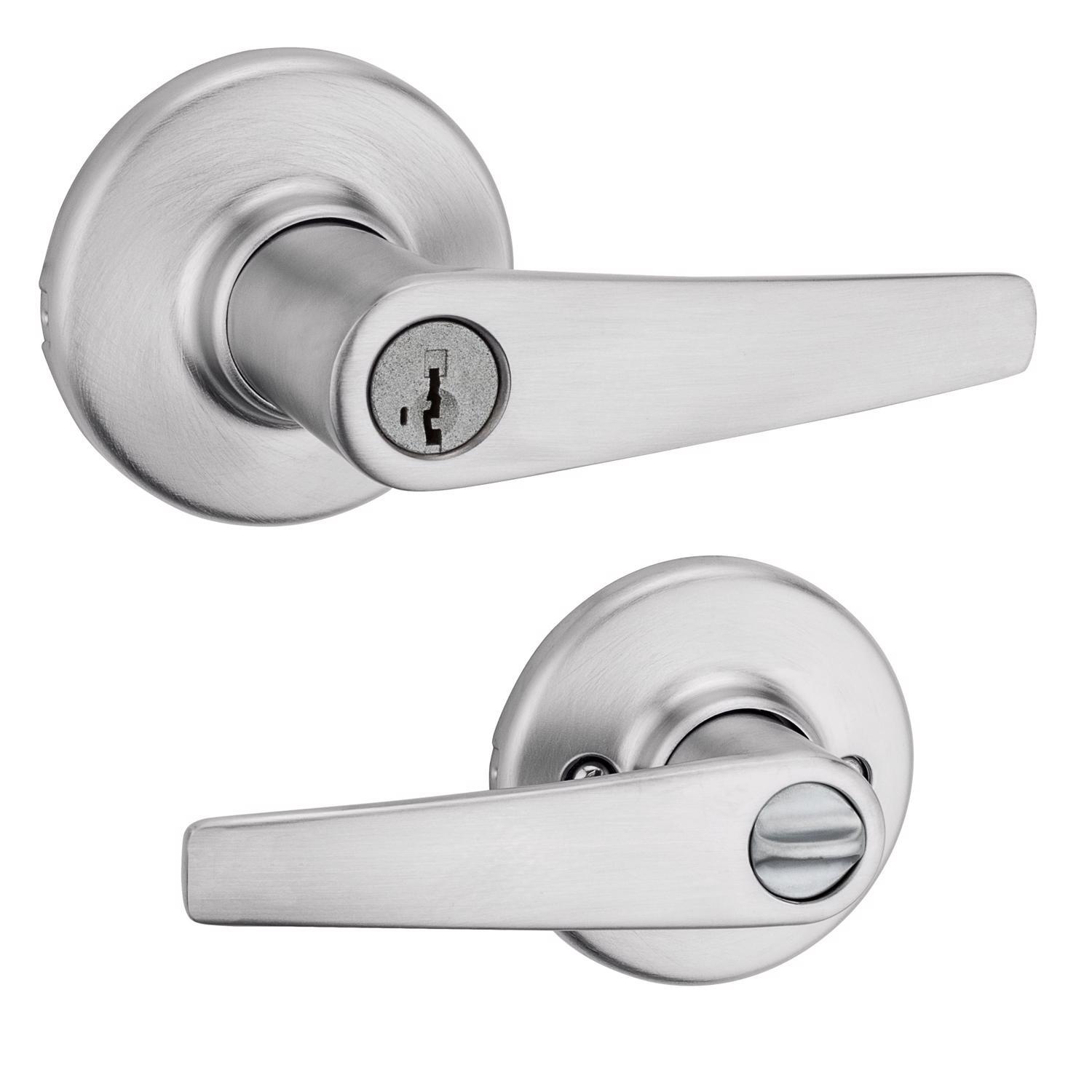 Kwikset Delta Satin Chrome Entry Door Knob 1-3/8 in.