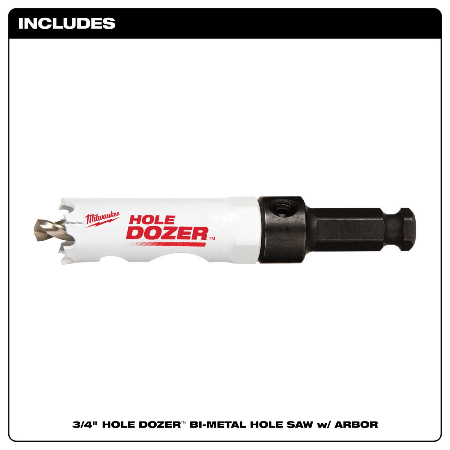 Milwaukee Hole Dozer 3/4 in. Bi-Metal 2.7 in. L X 3/8 in. D Hole Saw with Arbor and Pilot Bit Arbor
