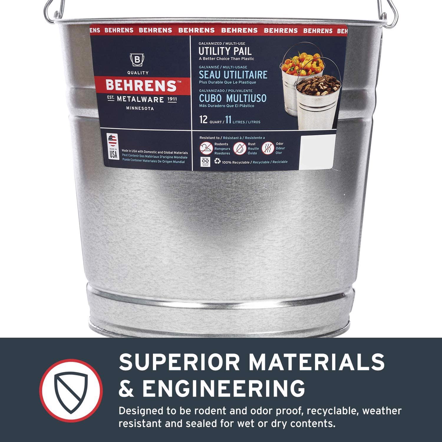 Behrens 12 qt Galvanized Pail Gray