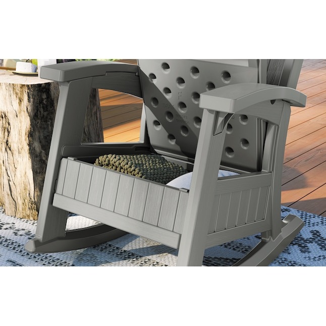 Suncast Dove Gray Plastic Frame Swivel rocker Rocking Chair with Solid Seat