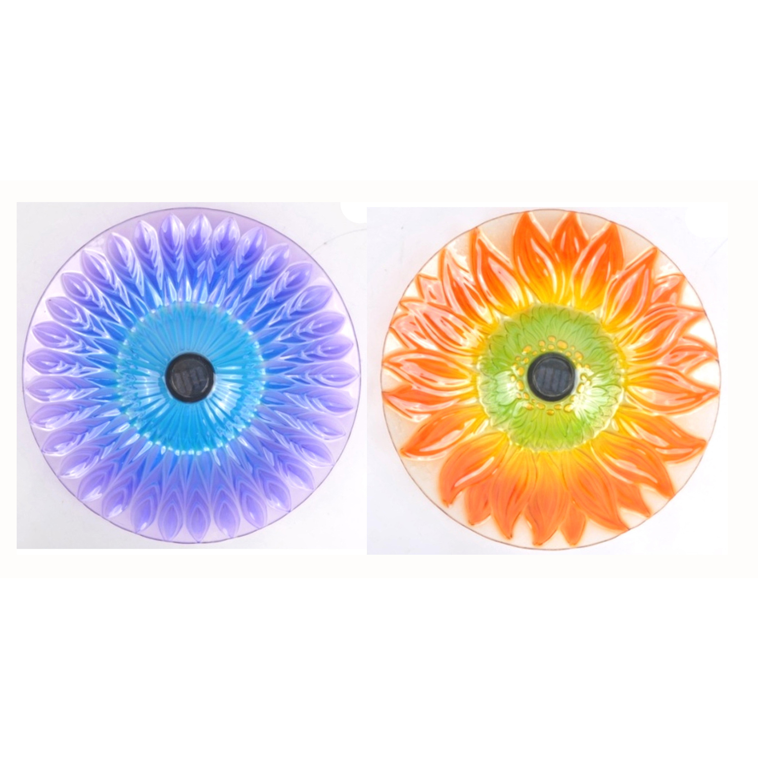 Luminous Garden Glass/Metal 21.6 in. Solar Bird Bath with Stand