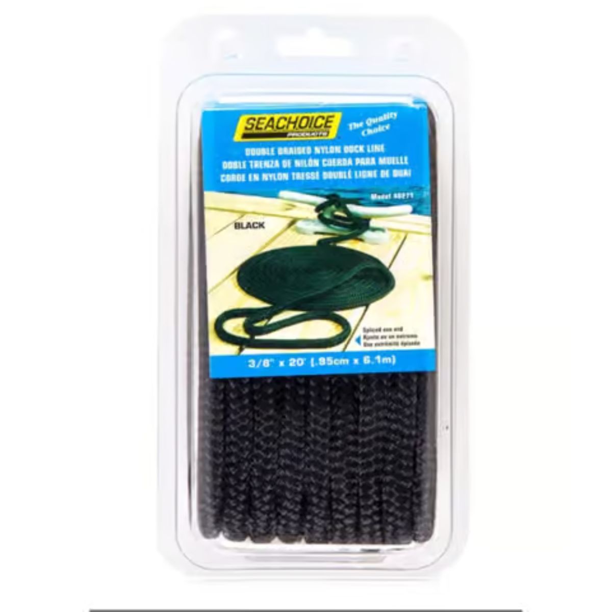 Seachoice Double Braid Black Nylon Dock Lines 20 in. x 3/8 in.