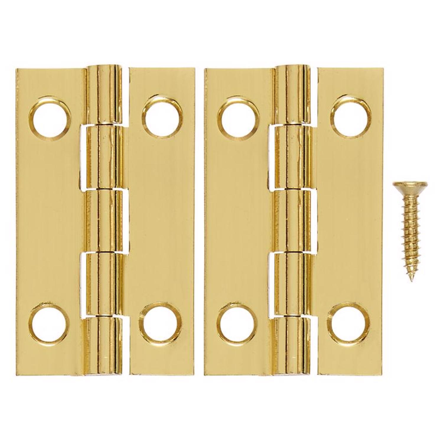 Ace 7/8 in. W X 1-1/2 in. L Polished Brass Brass Narrow Hinge 2 pk