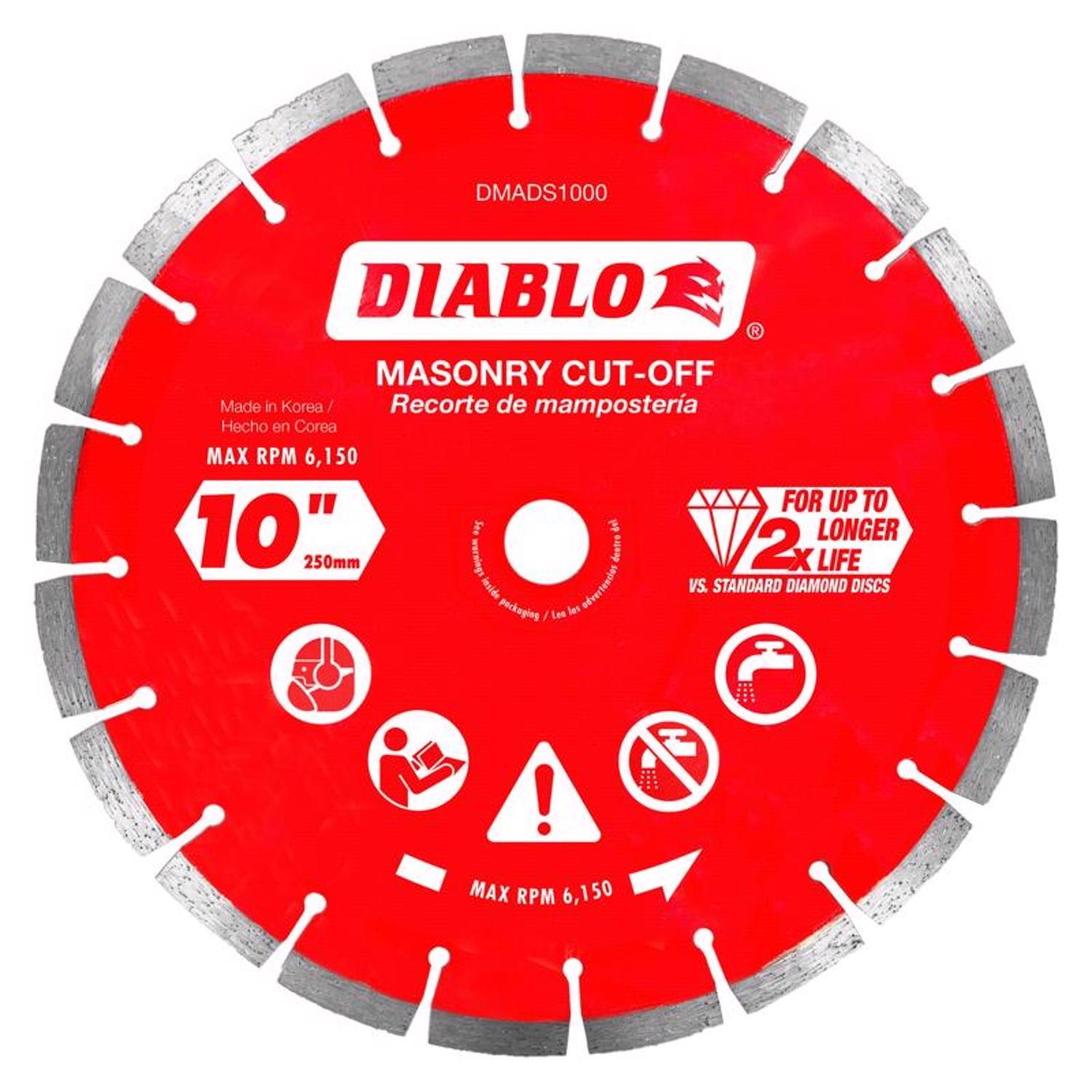 Diablo 10 in. D X 7/8 in. Diamond Segmented Masonry Cut-Off Disc 1 pk