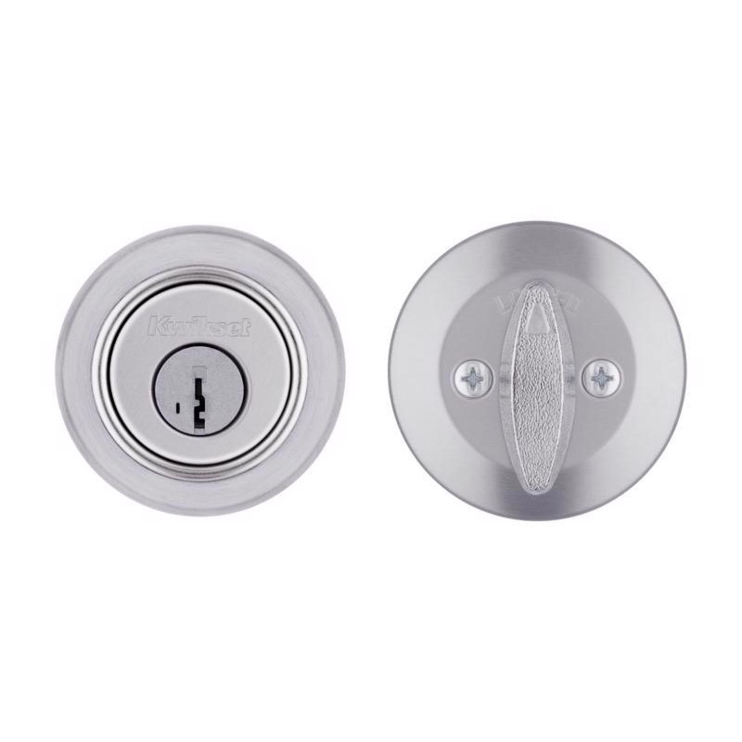 Kwikset SmartKey Security Satin Chrome Metal Single Cylinder Deadbolt